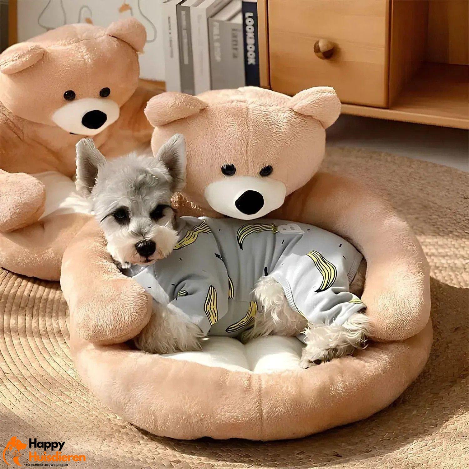 KnuffelNest Beer | Pluche Kattenbed met Afneembare Hoes