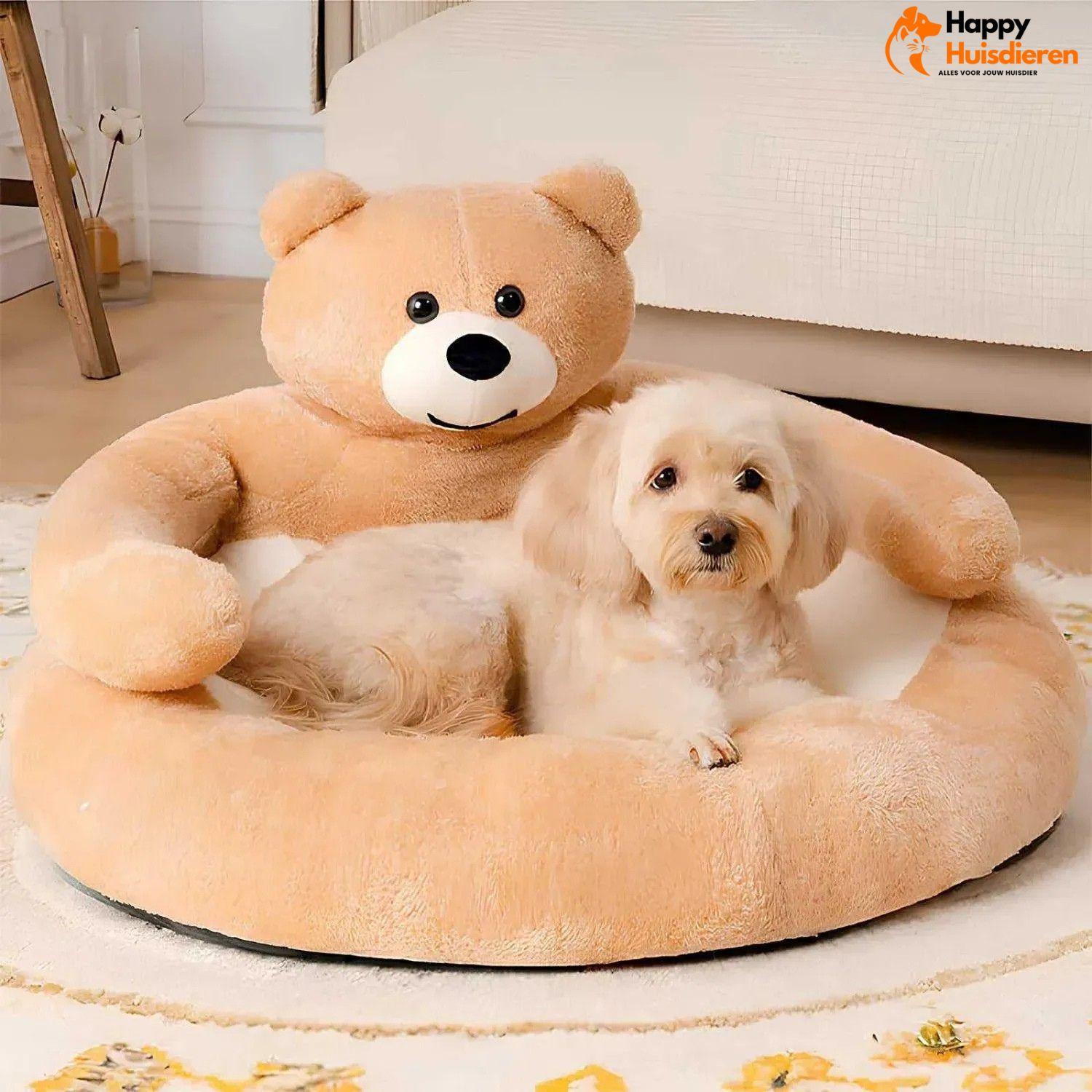 KnuffelNest Beer | Pluche Kattenbed met Afneembare Hoes