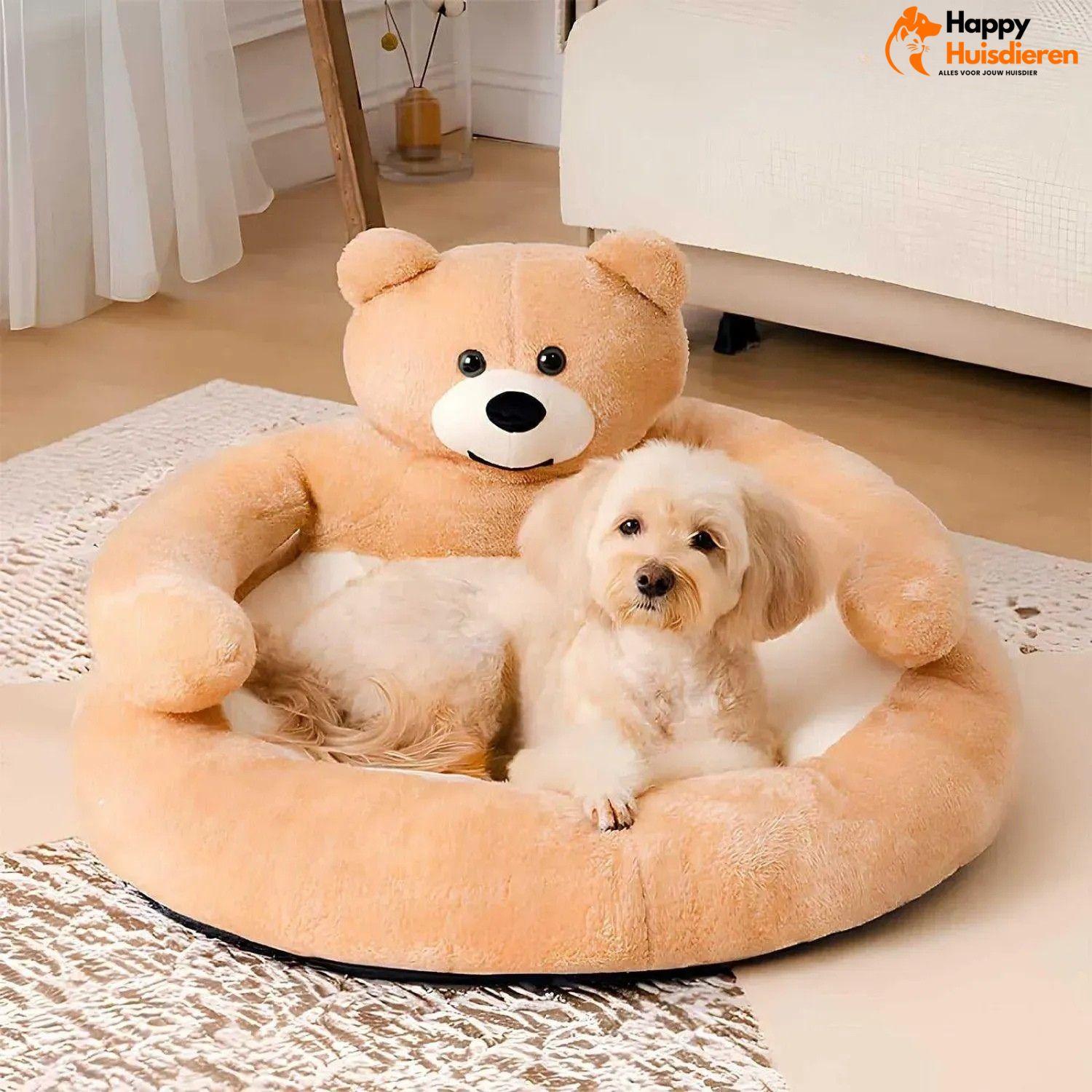 KnuffelNest Beer | Pluche Kattenbed met Afneembare Hoes