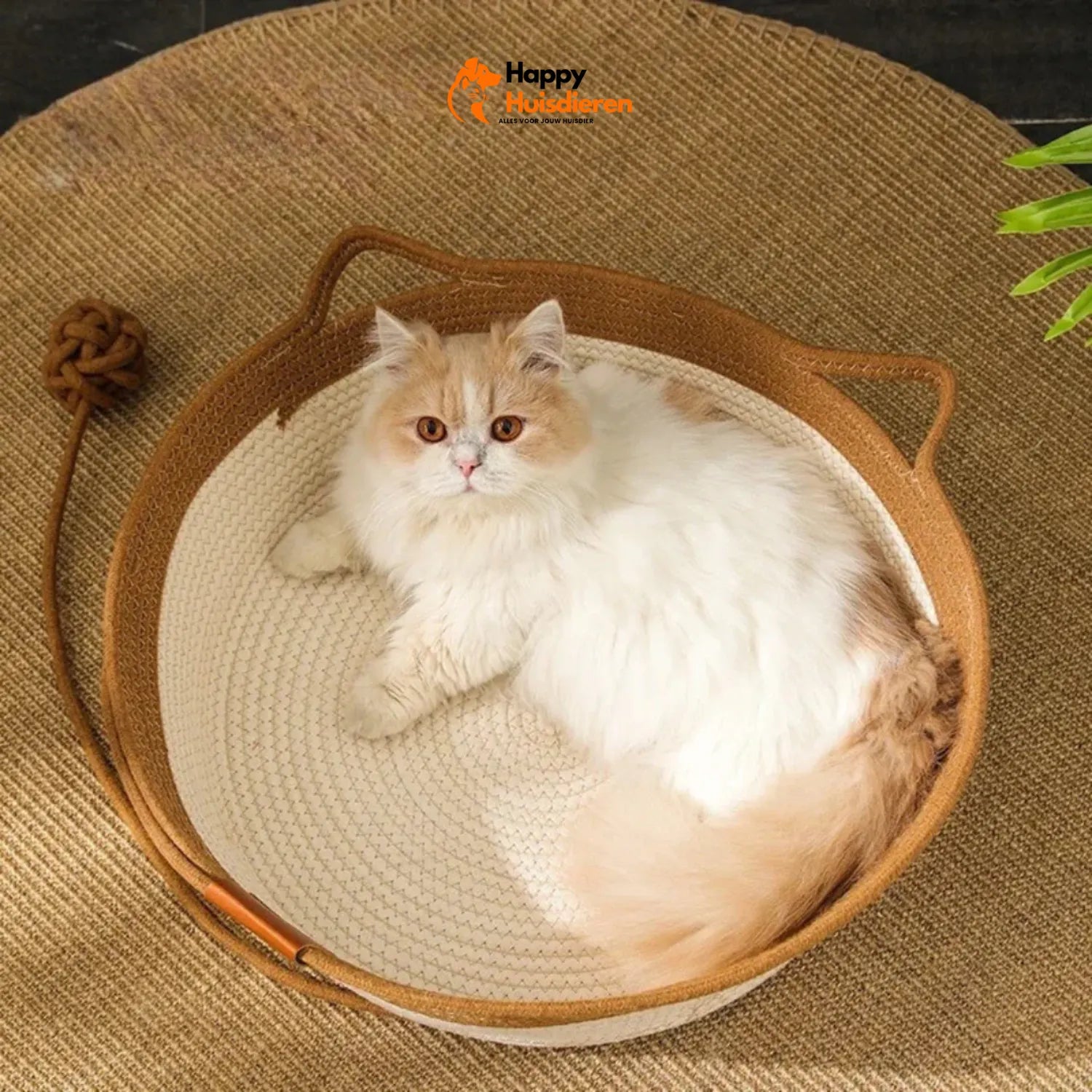 KnusseKatteMand | Handgeweven katoenen touwbed voor katten