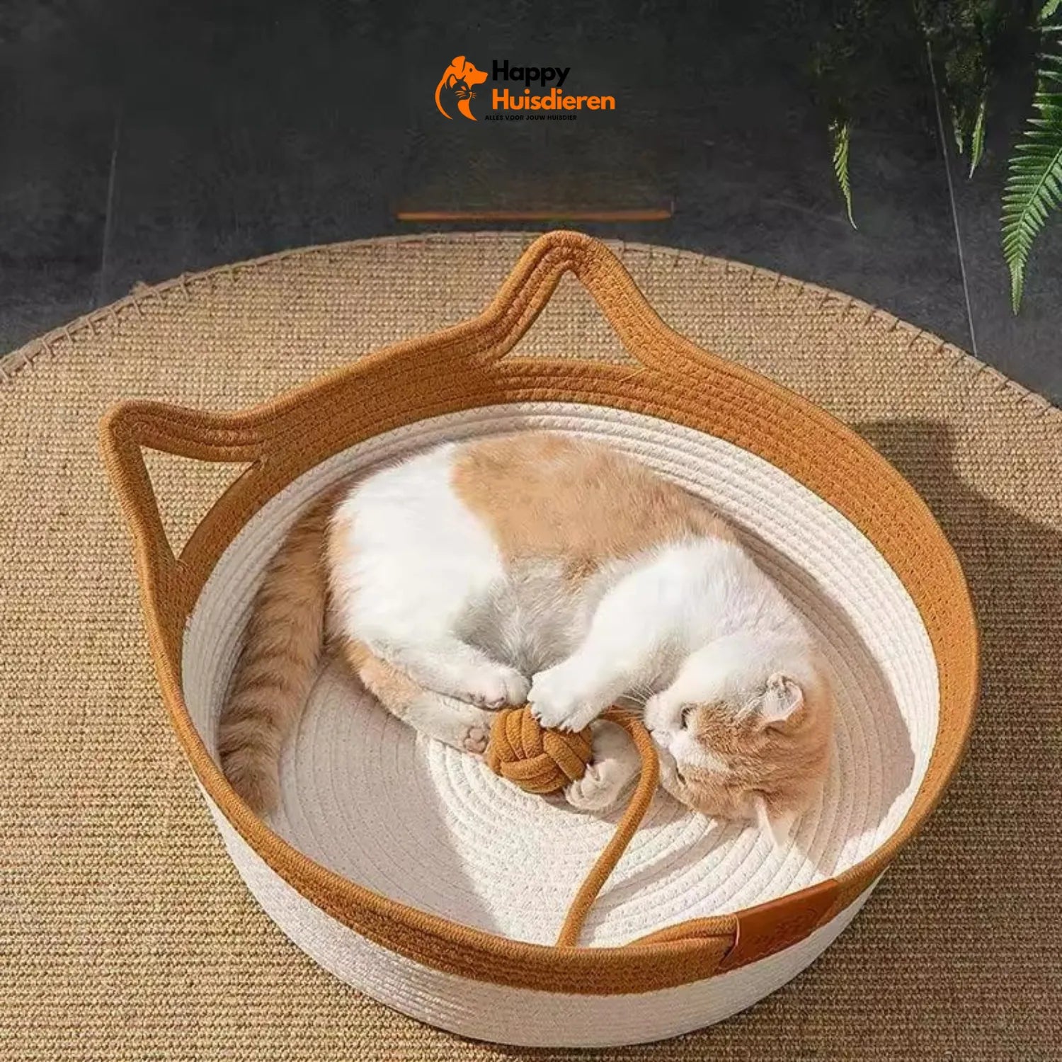 KnusseKatteMand | Handgeweven katoenen touwbed voor katten
