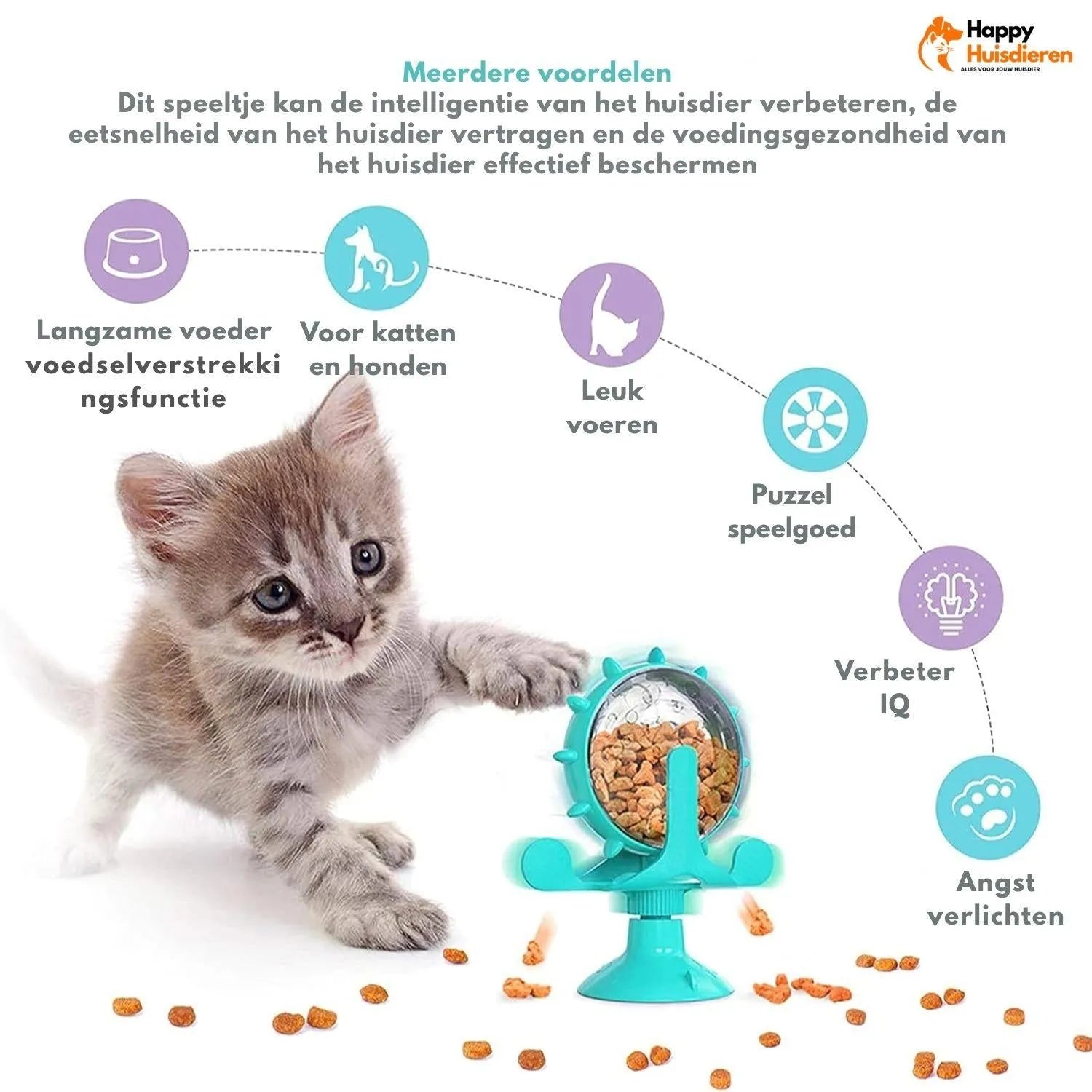 LallyPet | Voedselwindmolen voor huisdieren – stimuleert spel & langzaam eten