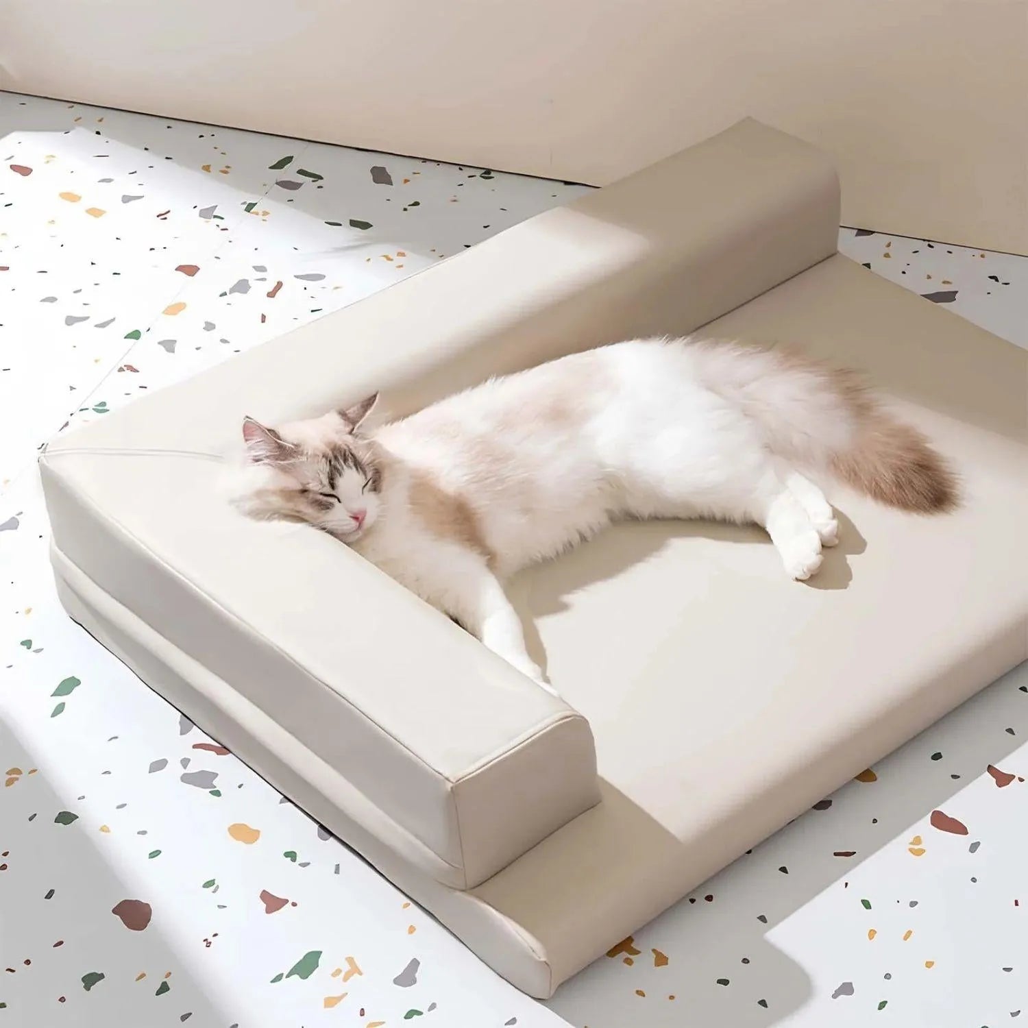 Leren ligstoel voor huisdieren | Stijlvolle nekbeschermingsbank voor honden en katten