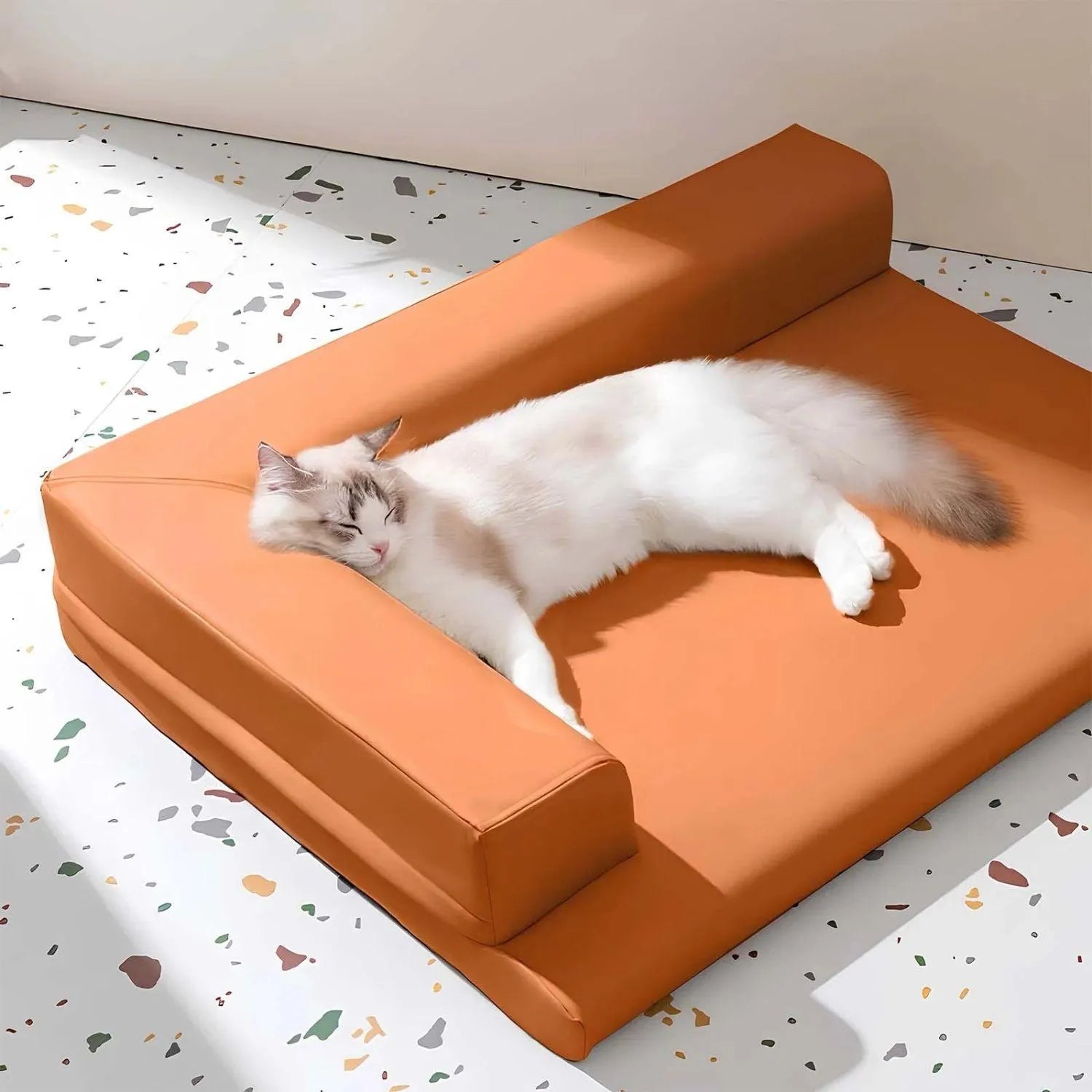 Leren ligstoel voor huisdieren | Stijlvolle nekbeschermingsbank voor honden en katten