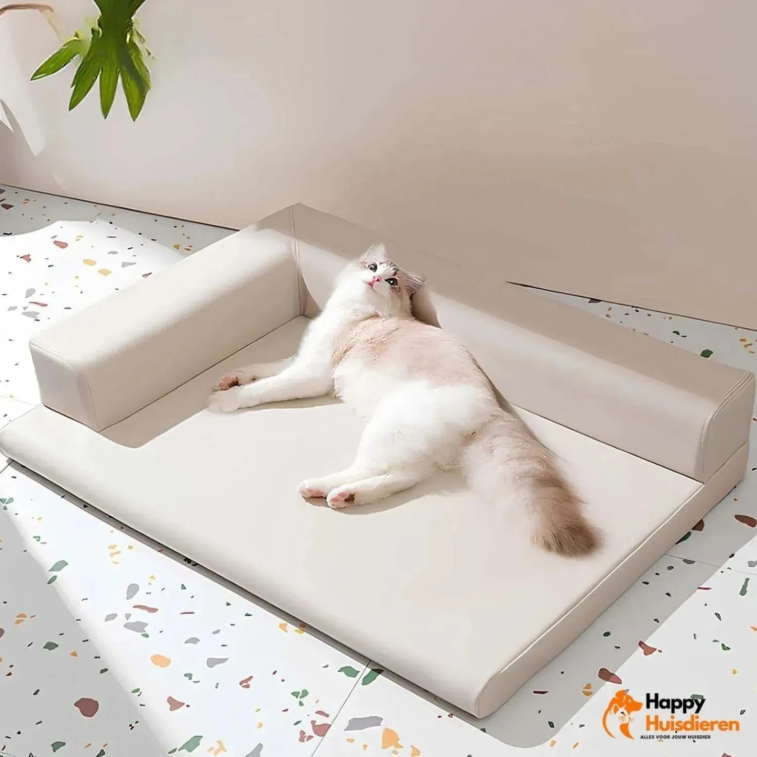 Leren ligstoel voor huisdieren | Stijlvolle nekbeschermingsbank voor honden en katten