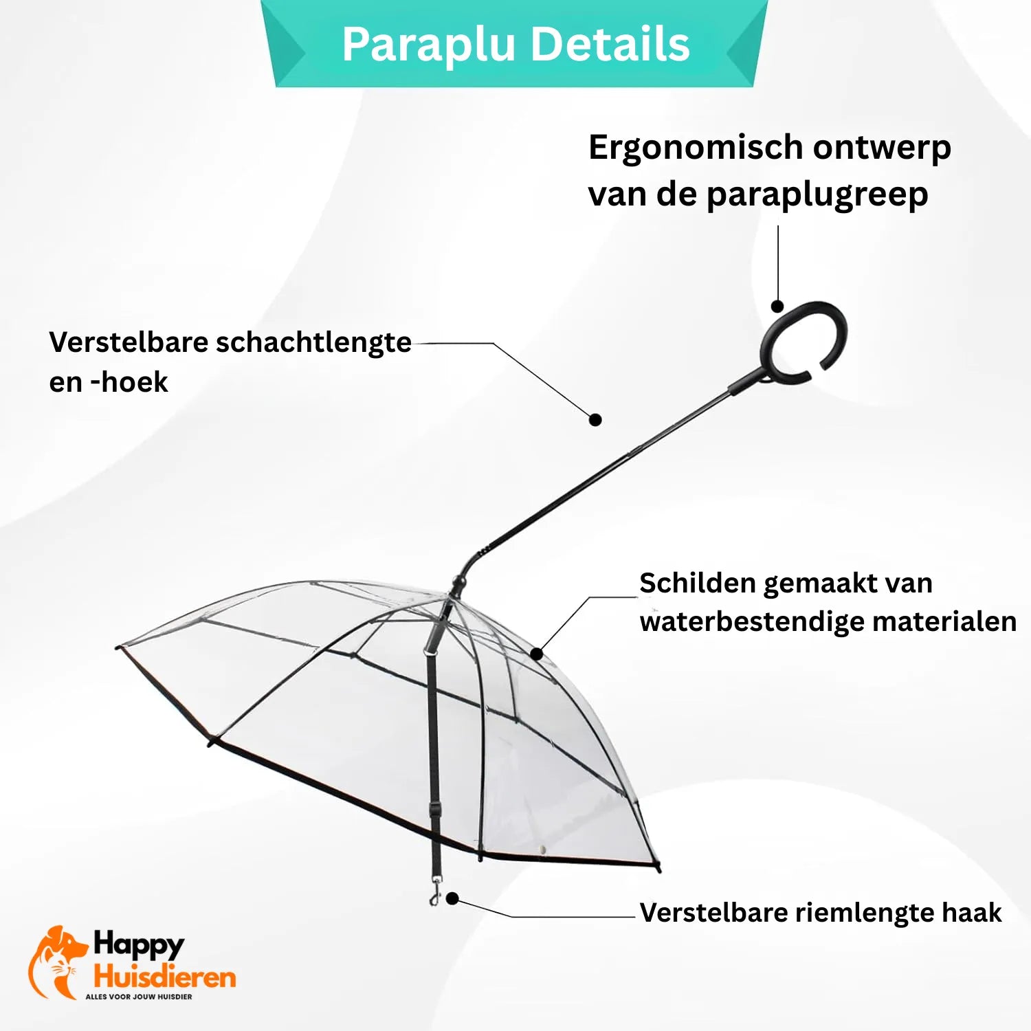 Liora Skyshade | Transparante hondenparaplu voor bescherming tegen regen