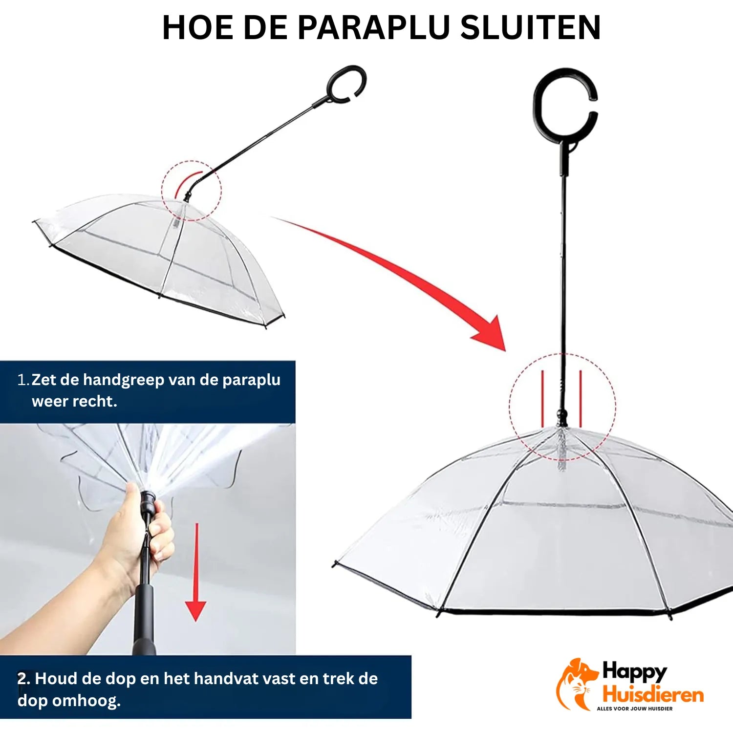 Liora Skyshade | Transparante hondenparaplu voor bescherming tegen regen