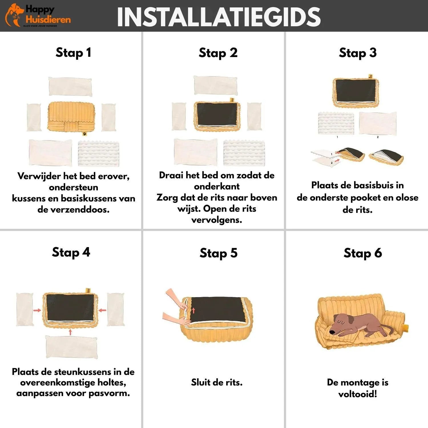 LuxeDream Bed | Stijlvol hondenbed met veerkrachtige vulling & afneembare hoes