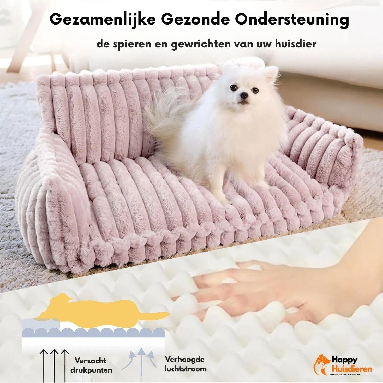 LuxeDream Bed | Stijlvol hondenbed met veerkrachtige vulling & afneembare hoes