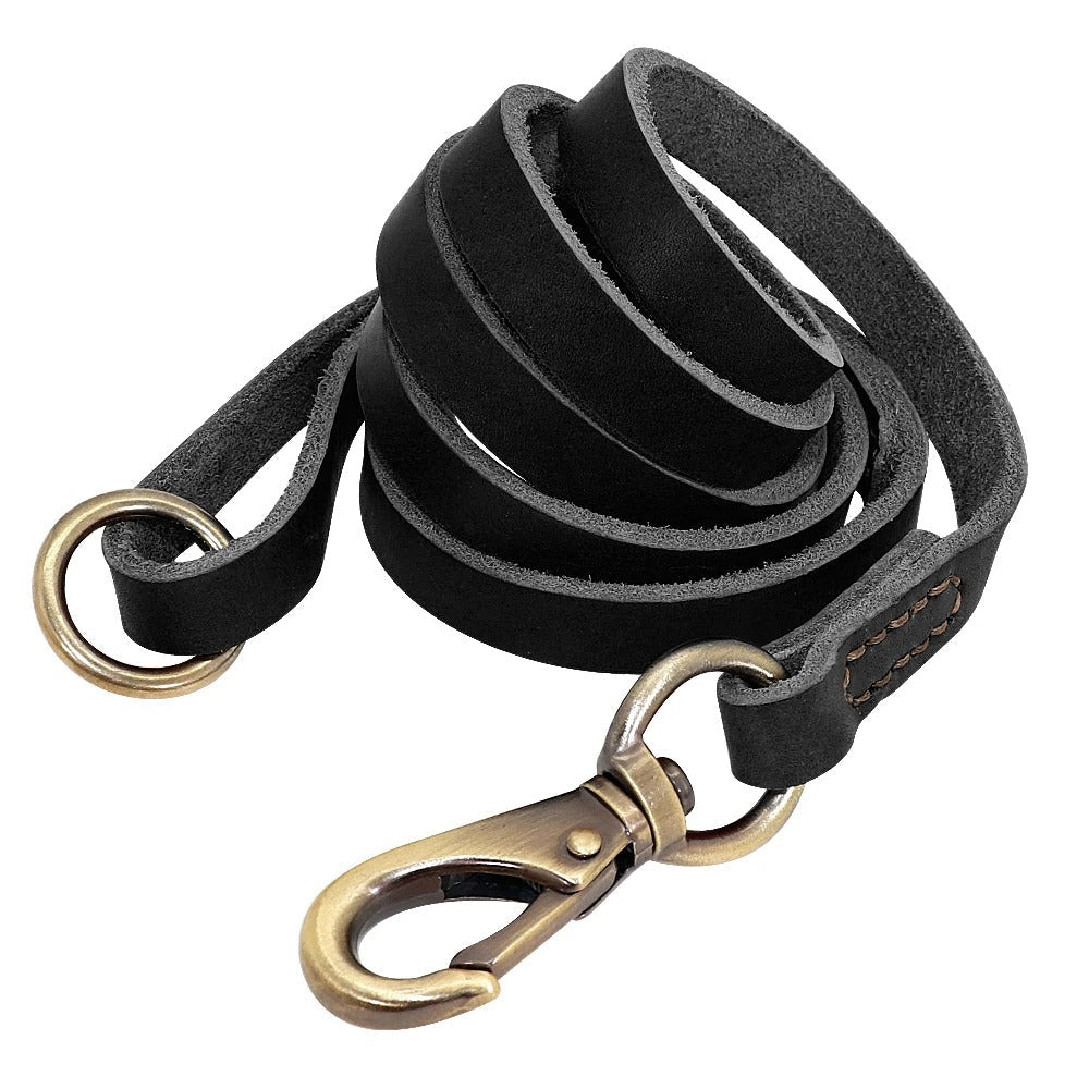 LuxeLeer Halsband & Riem | Gepersonaliseerde Leren Hondenset met Gravure