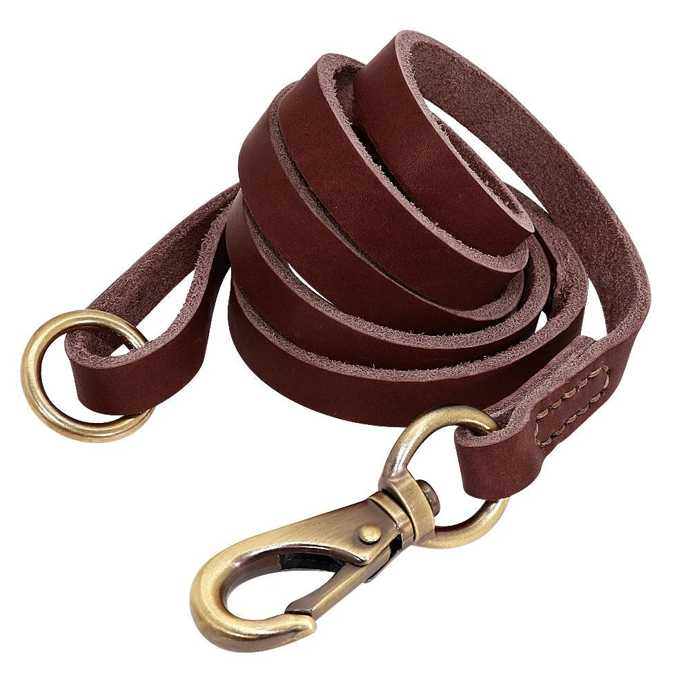 LuxeLeer Halsband & Riem | Gepersonaliseerde Leren Hondenset met Gravure