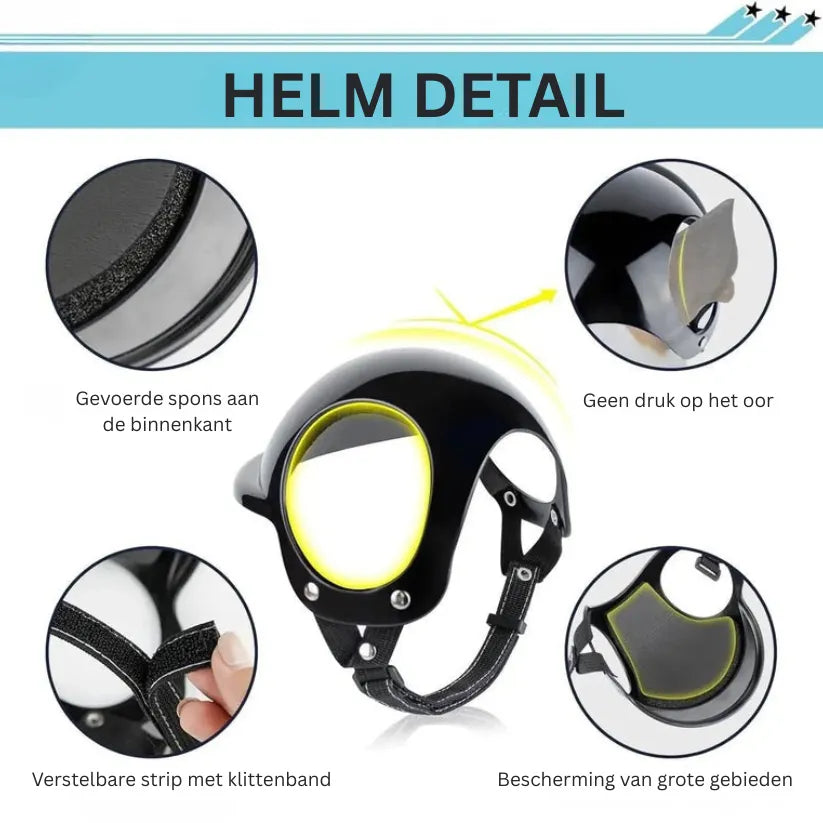 MotoPaw Hondenset | Helm en Beschermende Bril voor Kleine Honden op de Motor