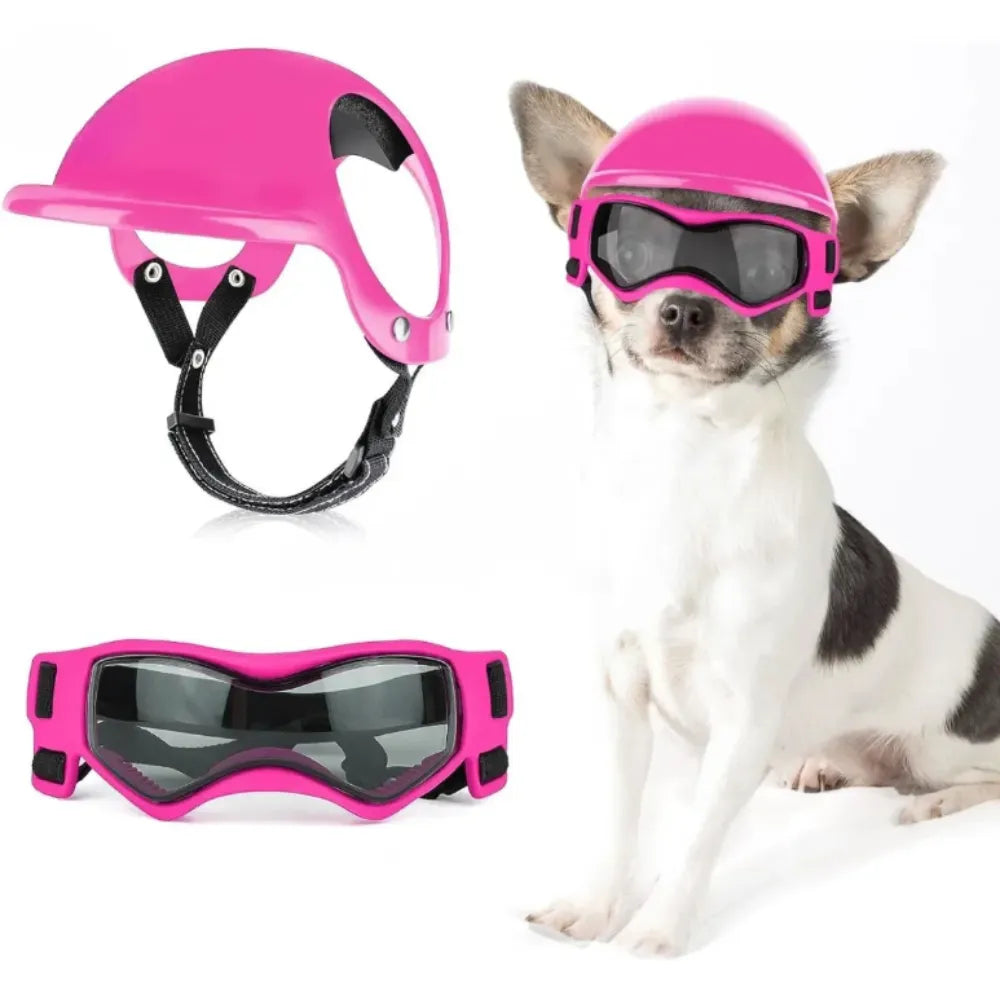 MotoPaw Hondenset | Helm en Beschermende Bril voor Kleine Honden op de Motor