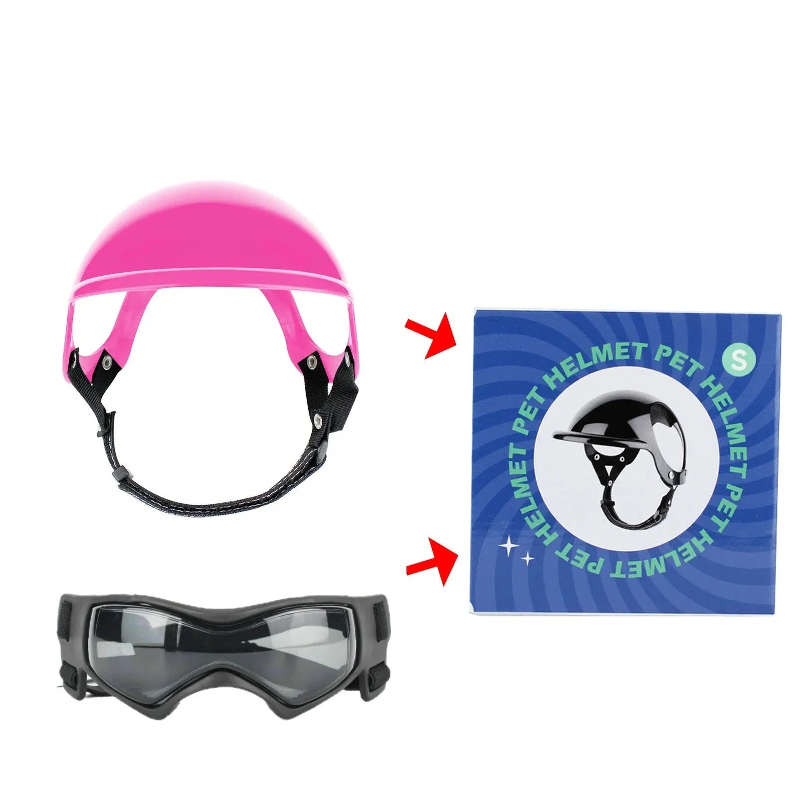 MotoPaw Hondenset | Helm en Beschermende Bril voor Kleine Honden op de Motor