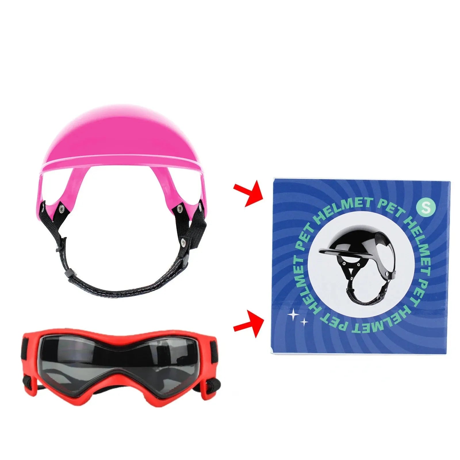 MotoPaw Hondenset | Helm en Beschermende Bril voor Kleine Honden op de Motor