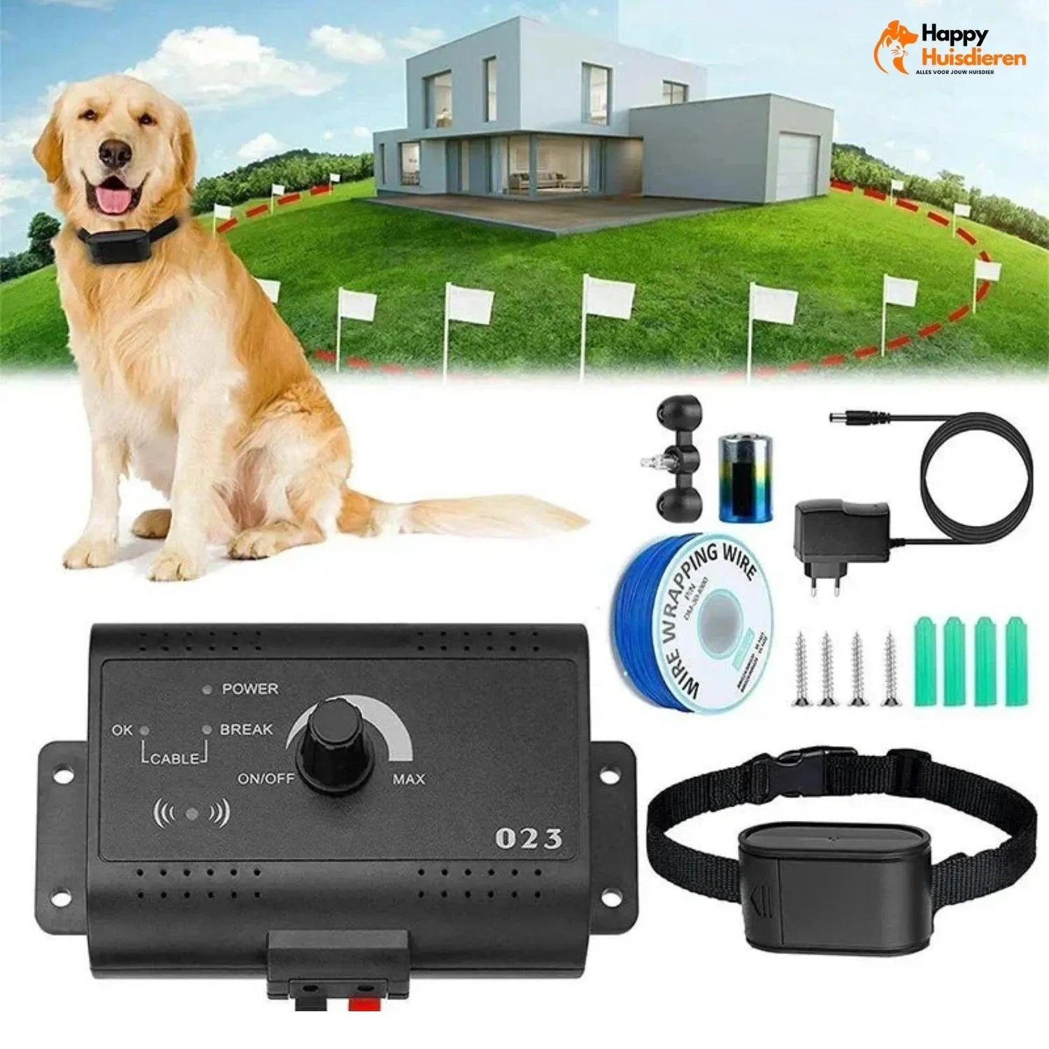 Ongrijpbare Hondenpas | Onzichtbare Draadloze Elektrische Hondenomheining voor Veilig Buiten Spelen