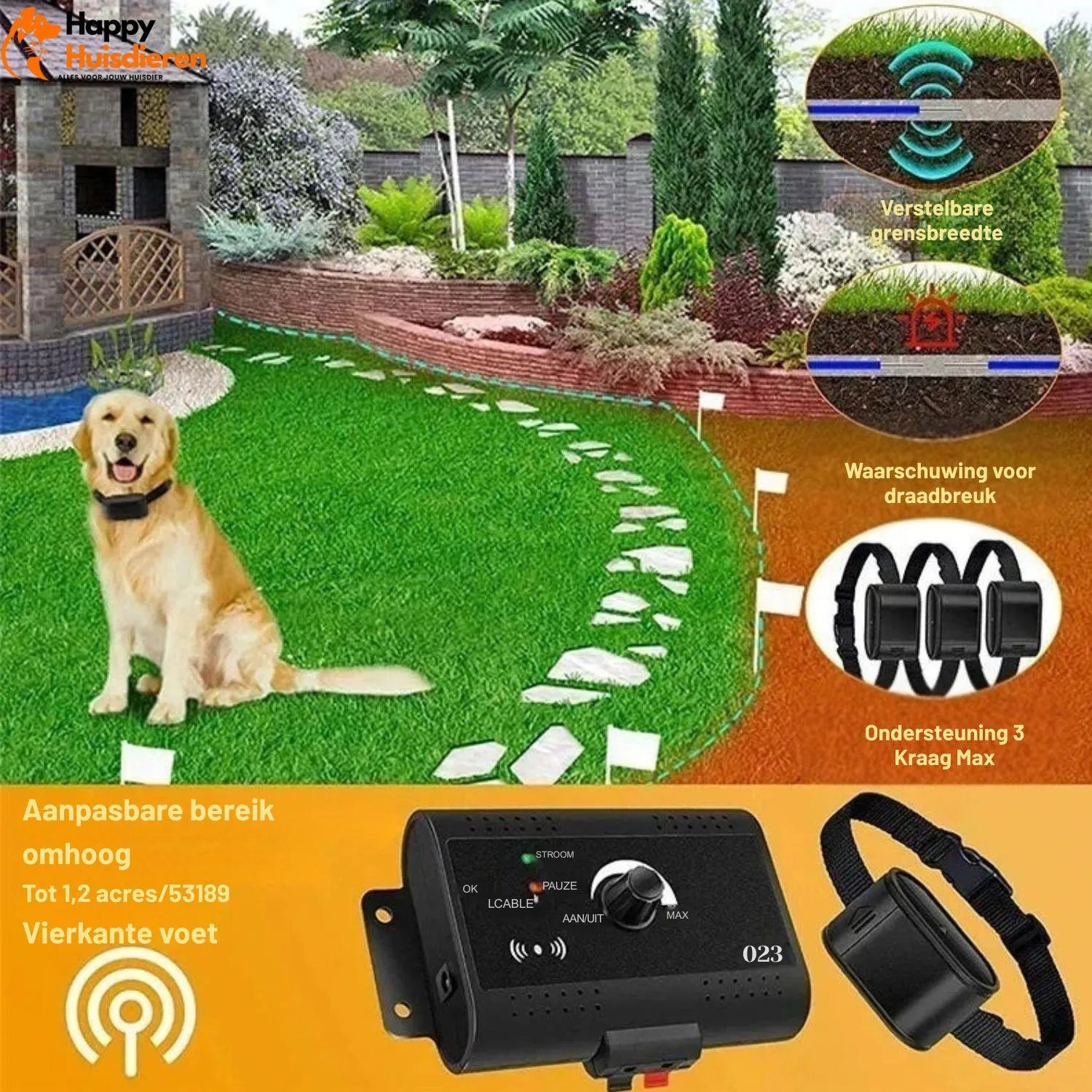 Onzichtbare bescherming voor huisdieren | Draadloze elektrische hondenomheining voor veilig buitenspelen