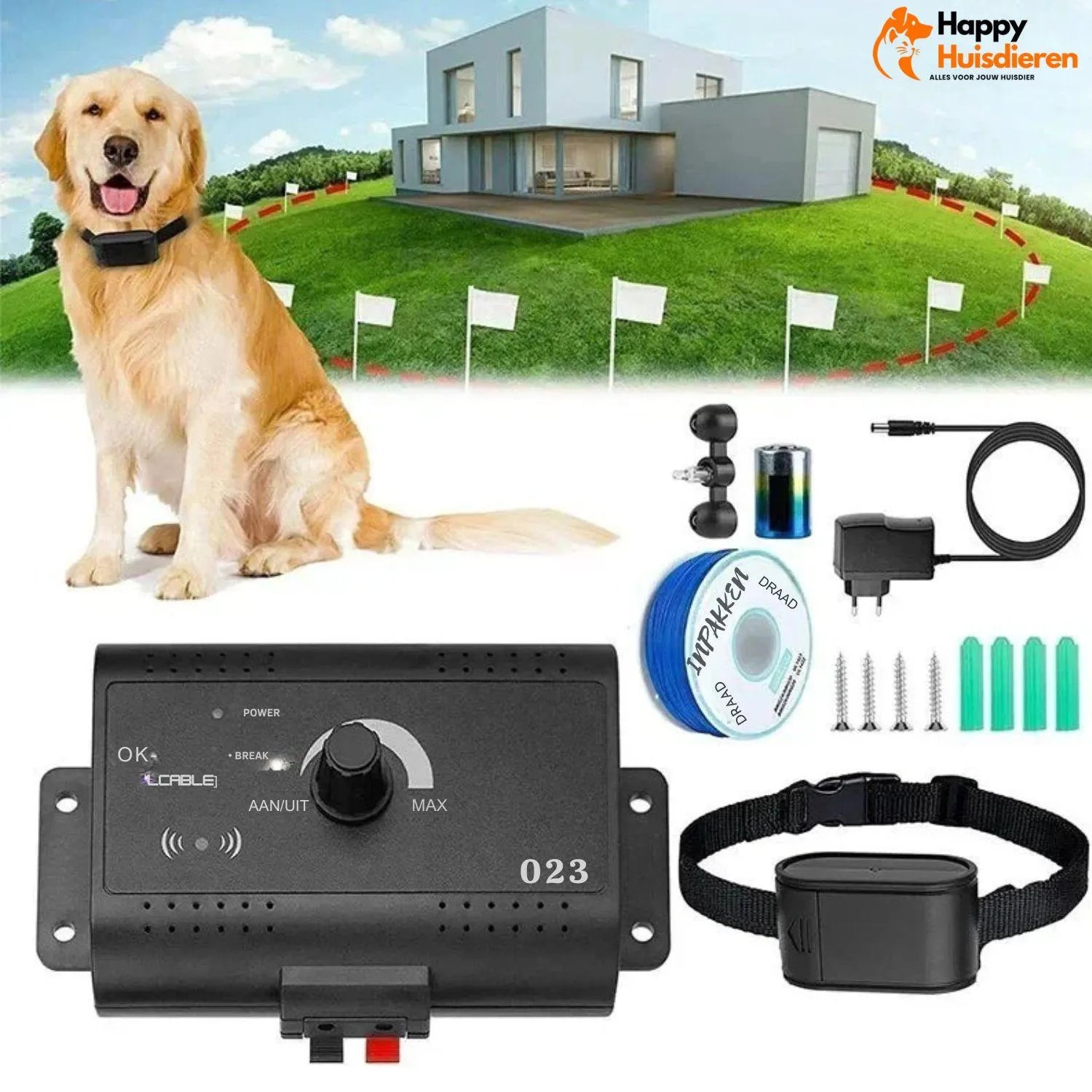 Onzichtbare bescherming voor huisdieren | Draadloze elektrische hondenomheining voor veilig buitenspelen