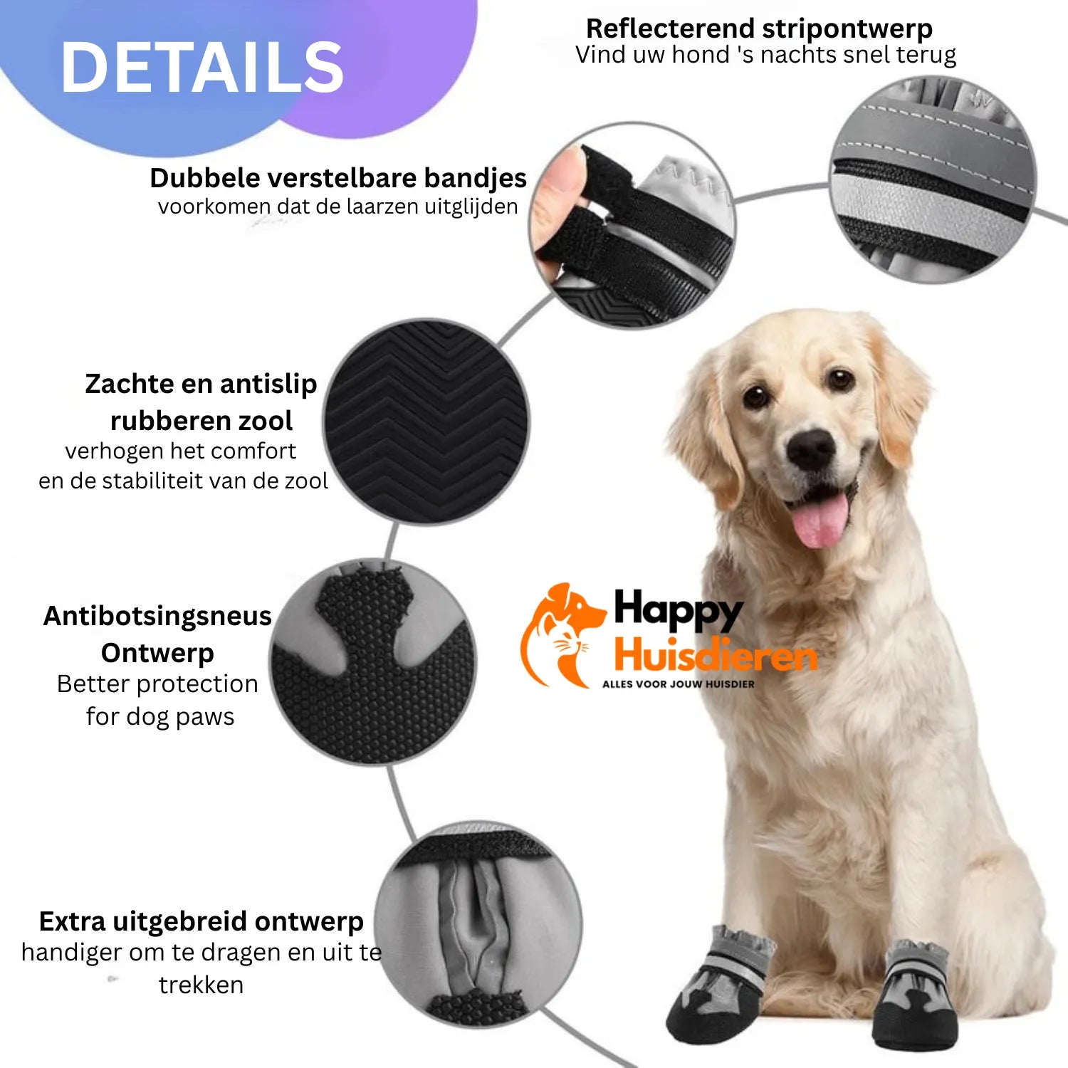 PawShield Set | Waterdichte Pootbeschermers voor Grote Honden met Antislip & Reflectie