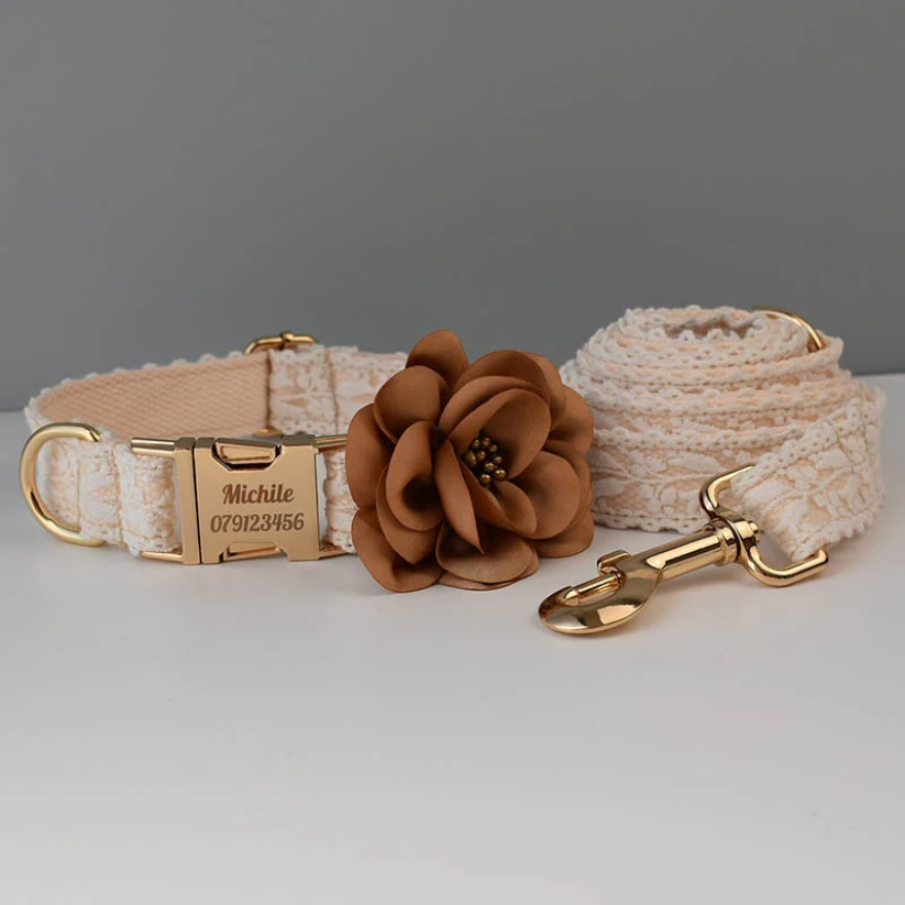 BridalPaw Halsband & Riem | gepersonaliseerde Huwelijksset voor Honden