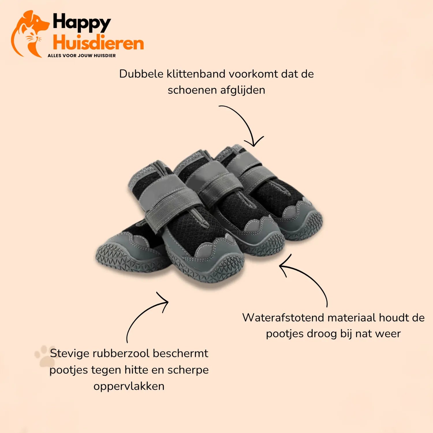 PootGrip Schoentjes | Beschermende Antislip Hondenschoenen voor Wandelen