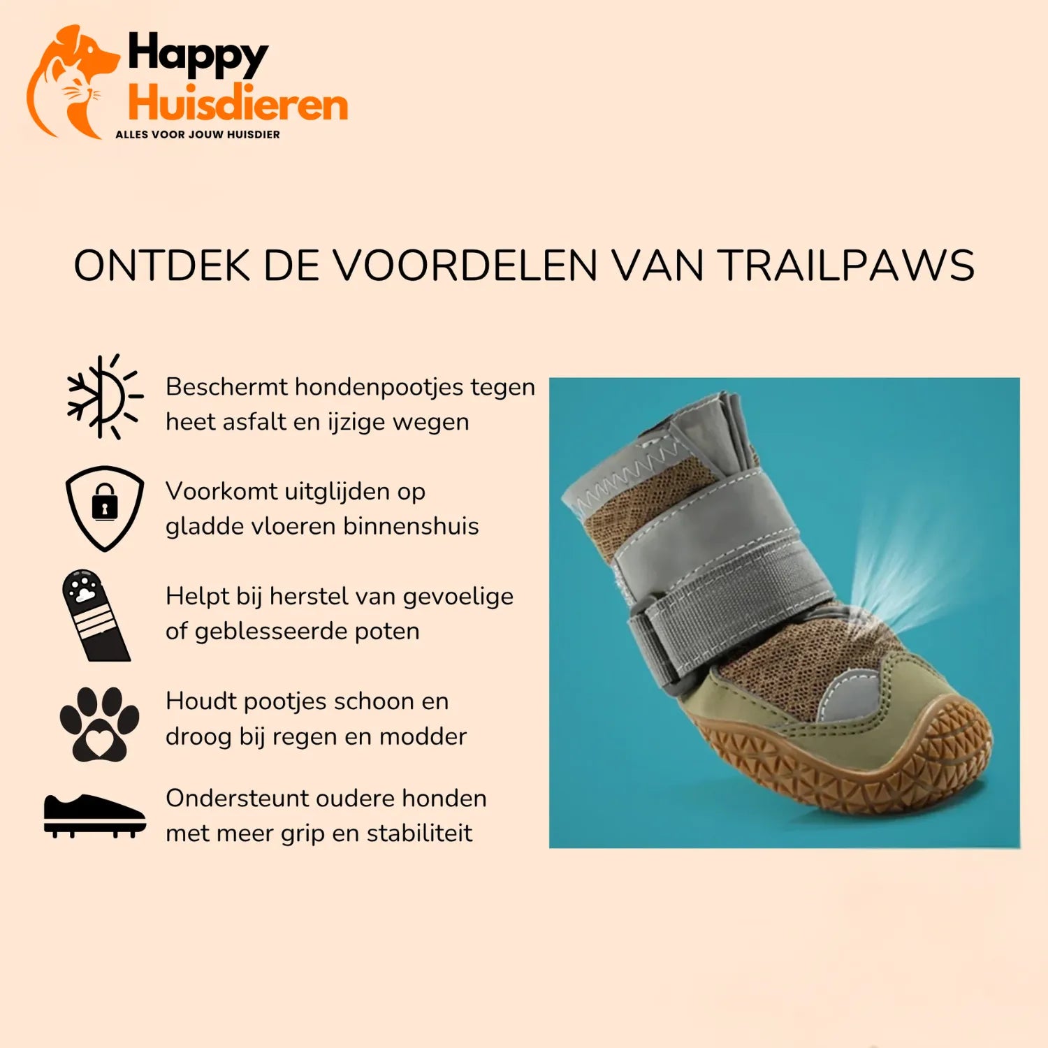 PootGrip Schoentjes | Beschermende Antislip Hondenschoenen voor Wandelen