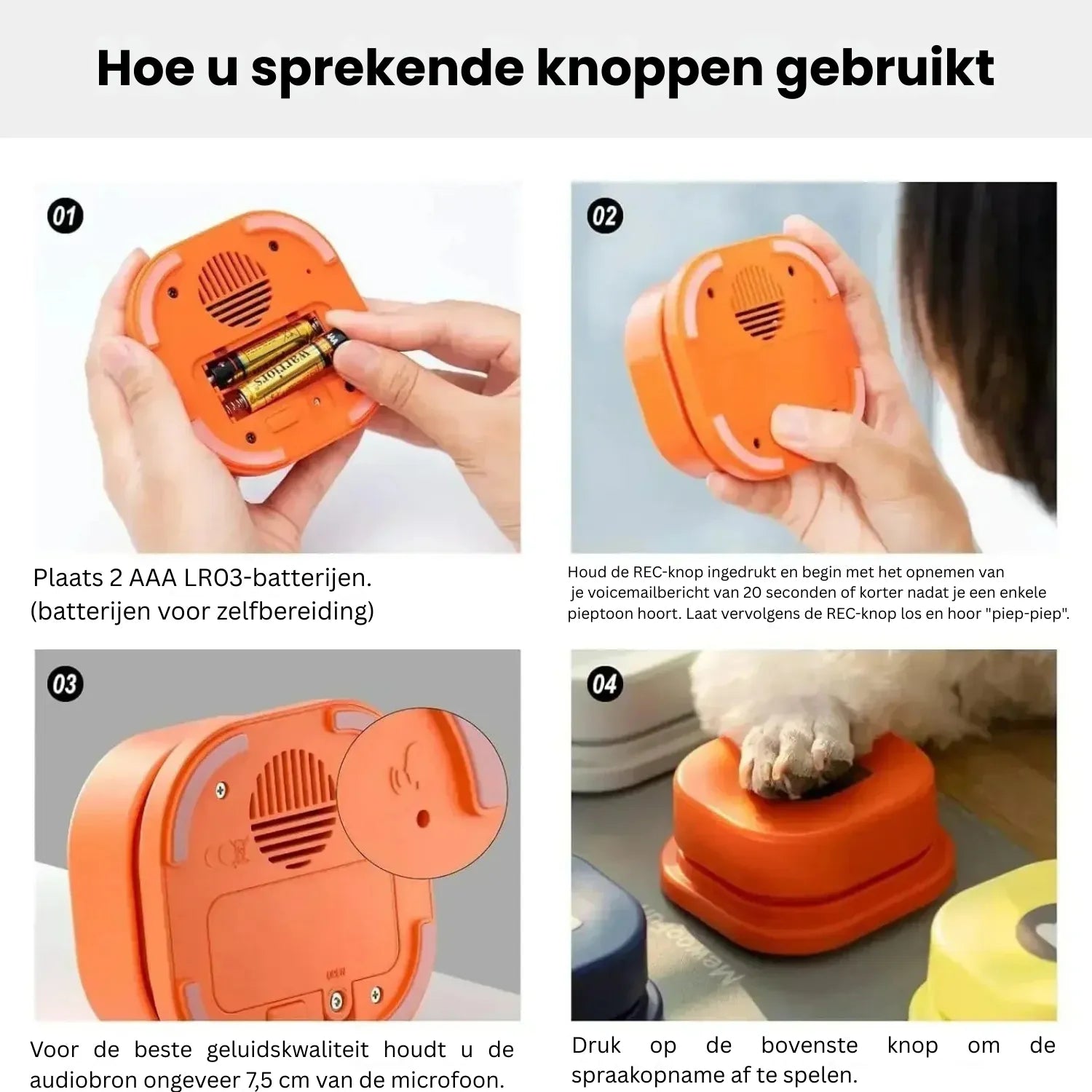 PraatPootjes | Honden Communicatieknoppen met Opname – Spreekknoppen voor Training & Interactie