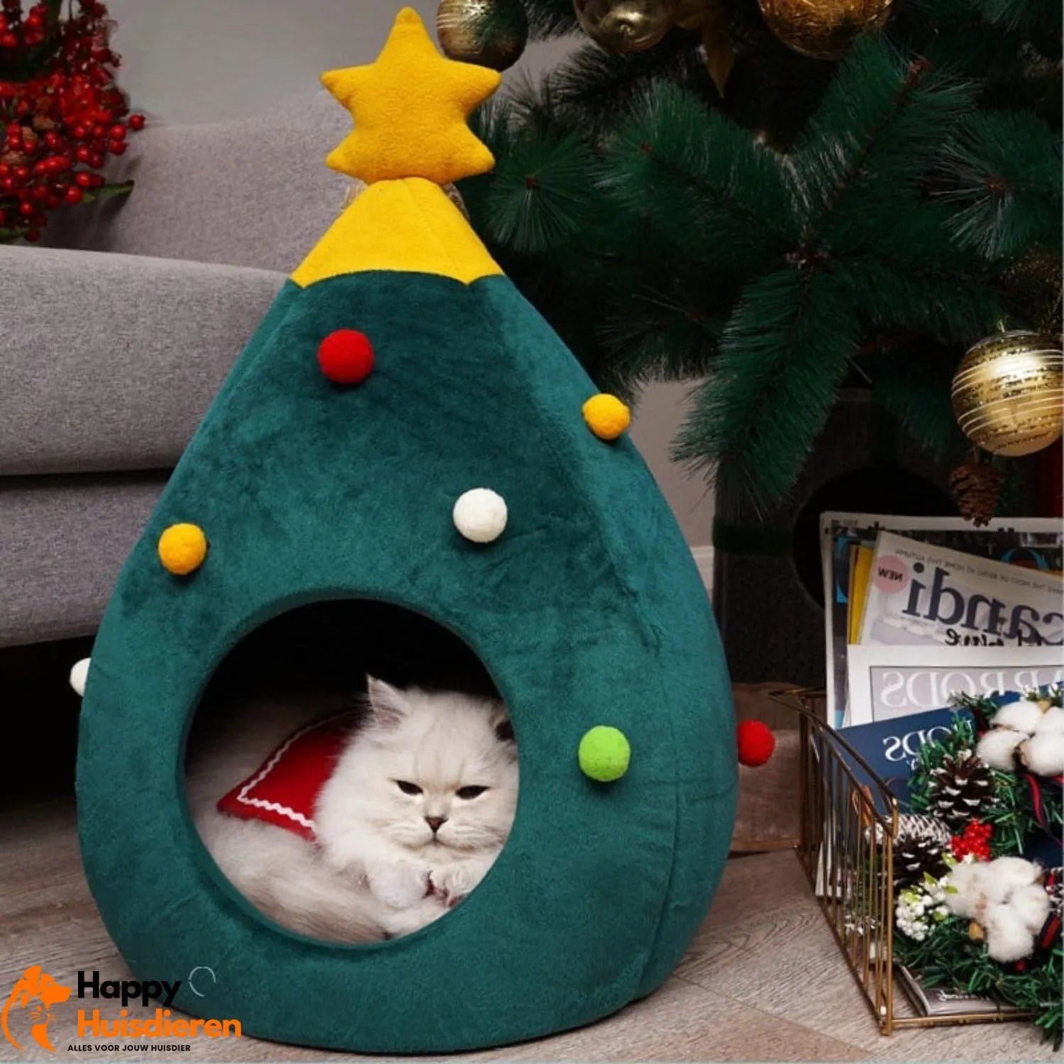 PurrKerstbos | Kerstboom Kattenmand voor Feestelijke Gezelligheid