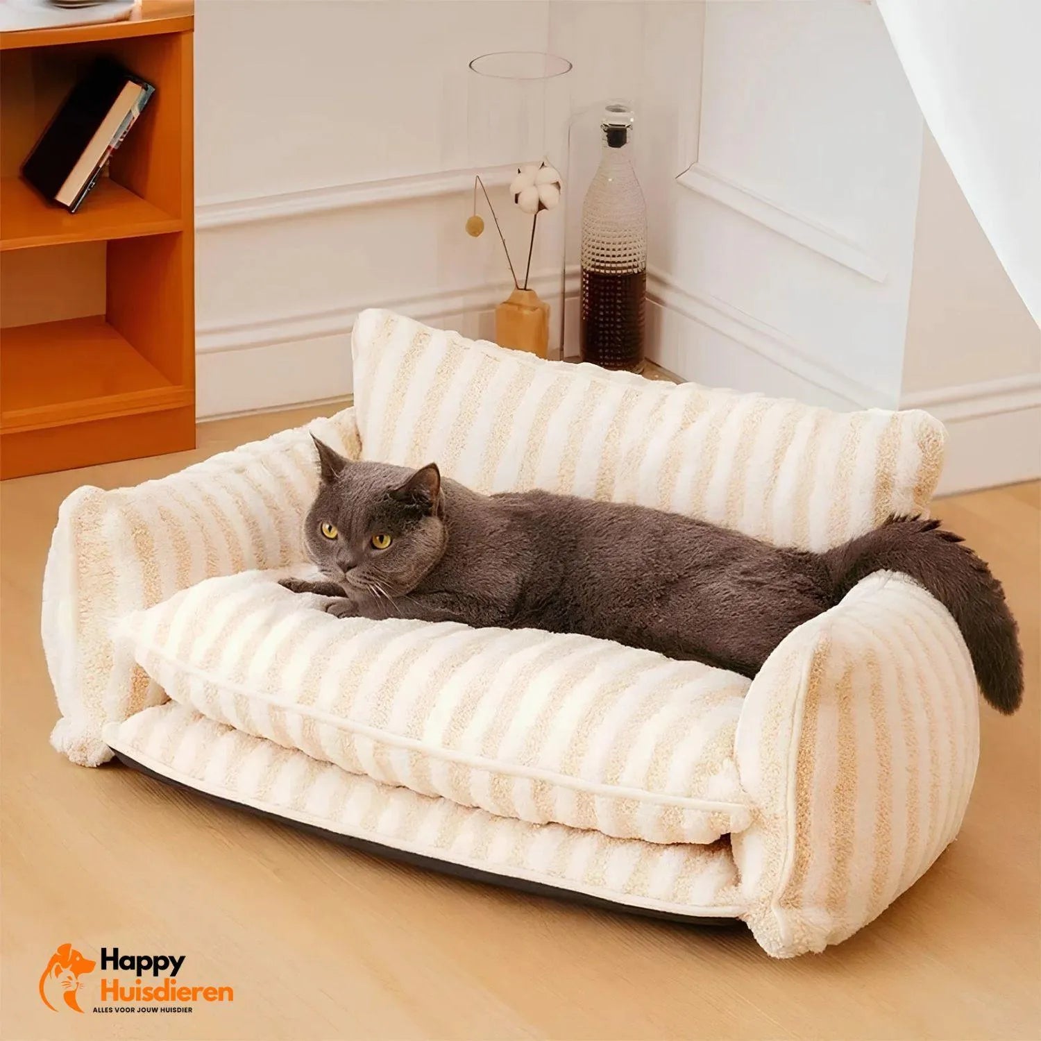 Purrfect Loungers | Trendy Gestreepte Huisdier Sofa van Schapenvacht