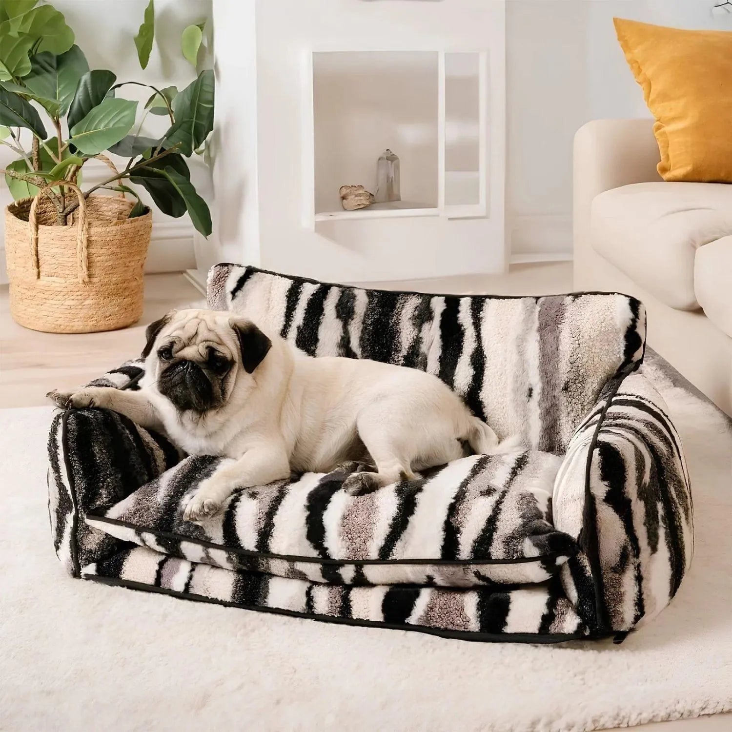 Purrfect Loungers | Trendy Gestreepte Huisdier Sofa van Schapenvacht