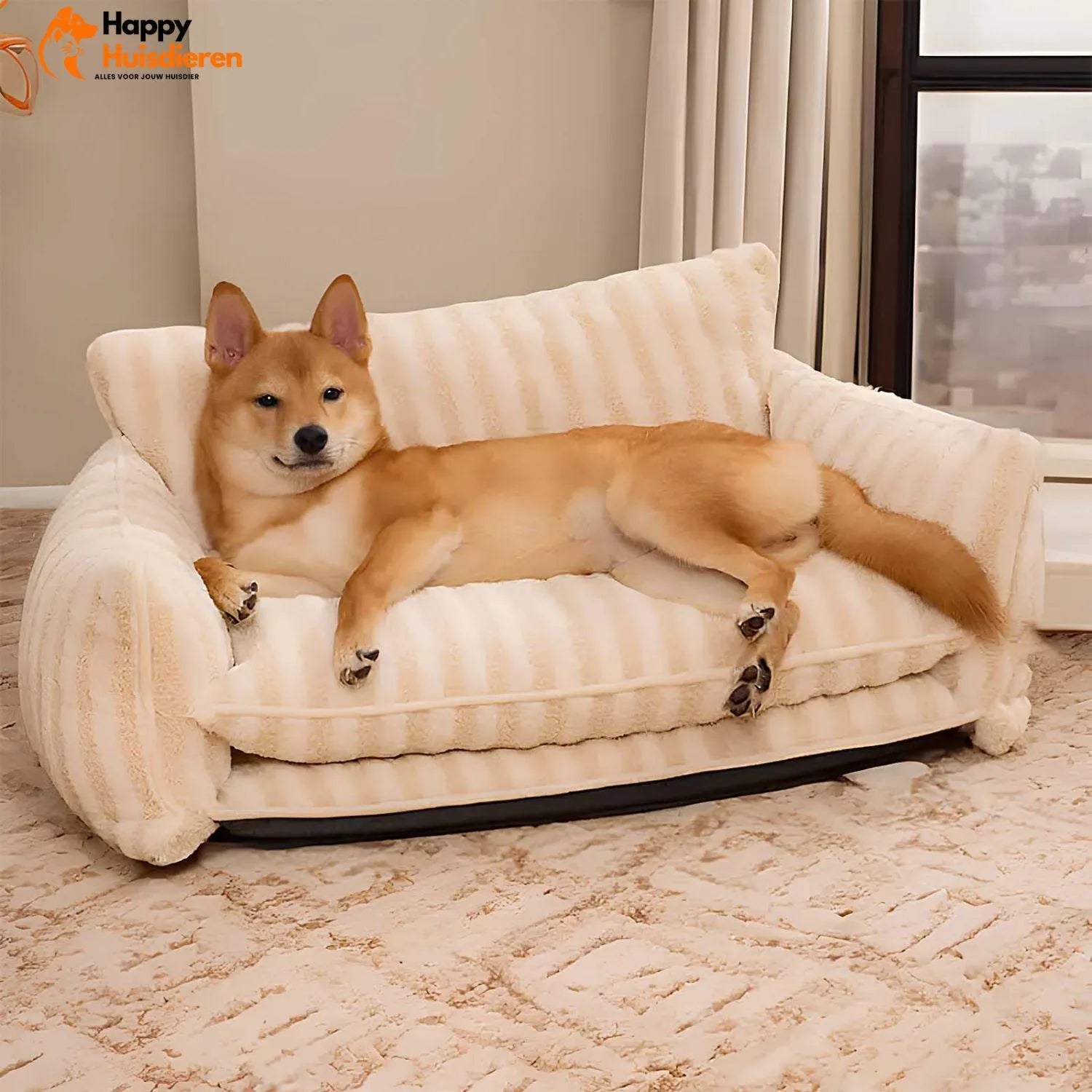 Purrfect Loungers | Trendy Gestreepte Huisdier Sofa van Schapenvacht