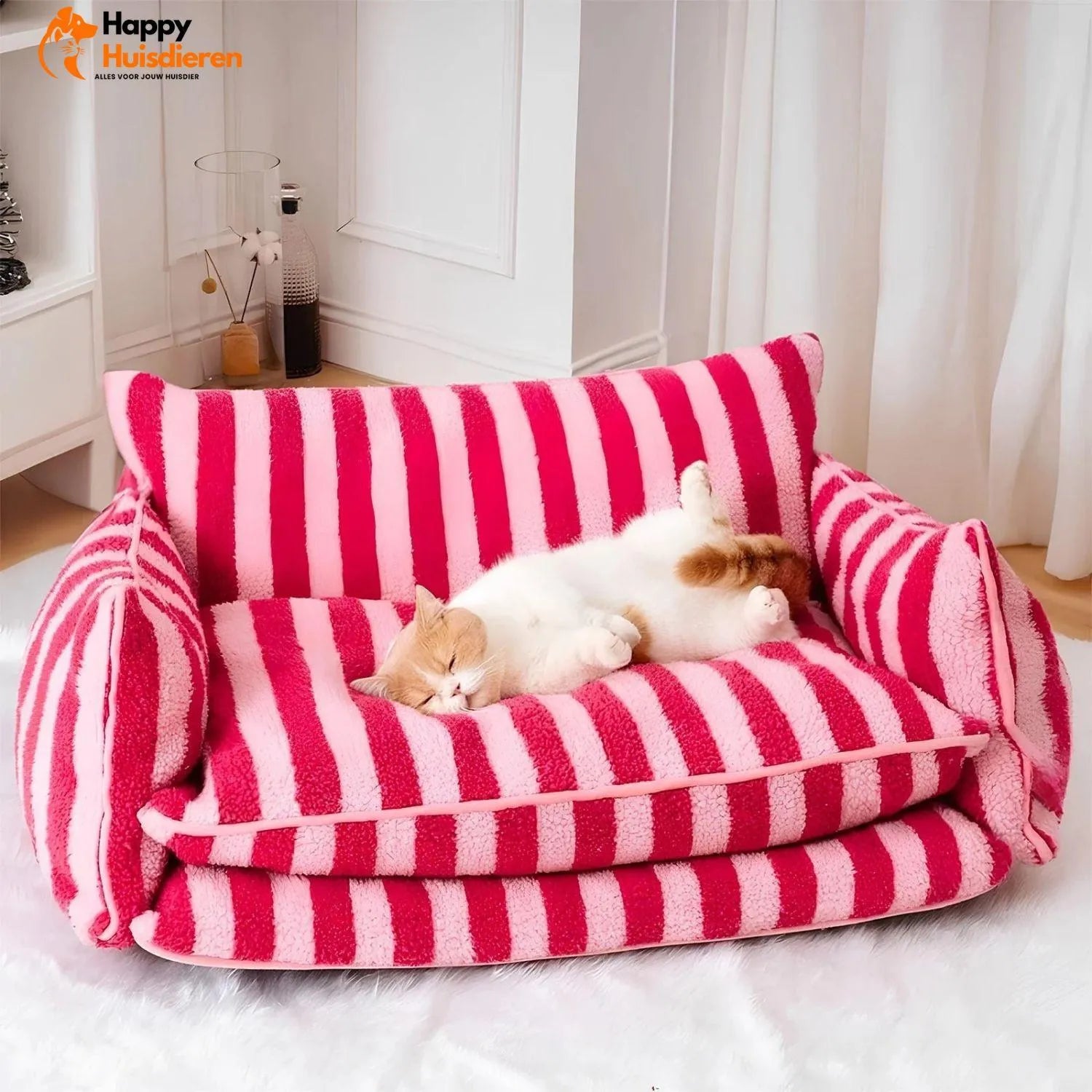 Purrfect Loungers | Trendy Gestreepte Huisdier Sofa van Schapenvacht