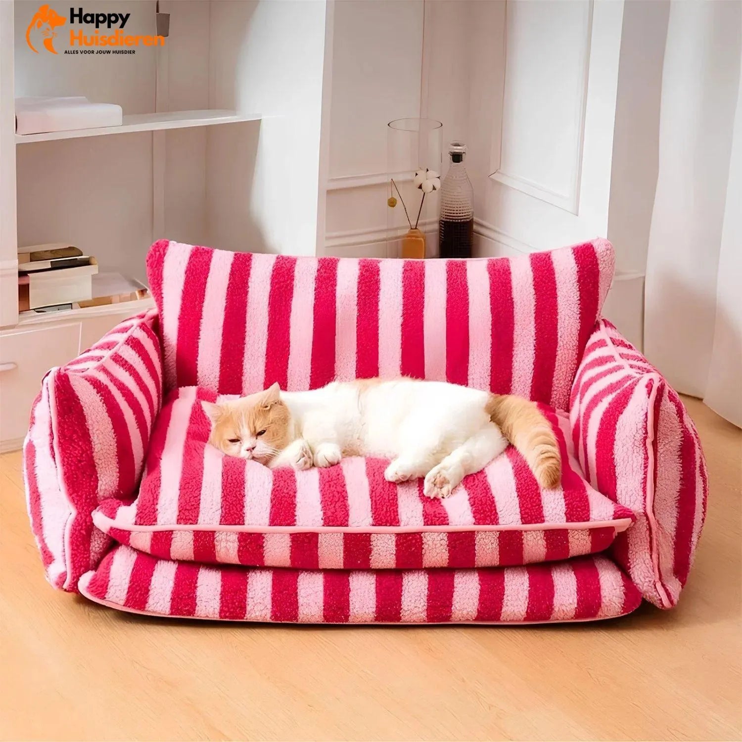 Purrfect Loungers | Trendy Gestreepte Huisdier Sofa van Schapenvacht