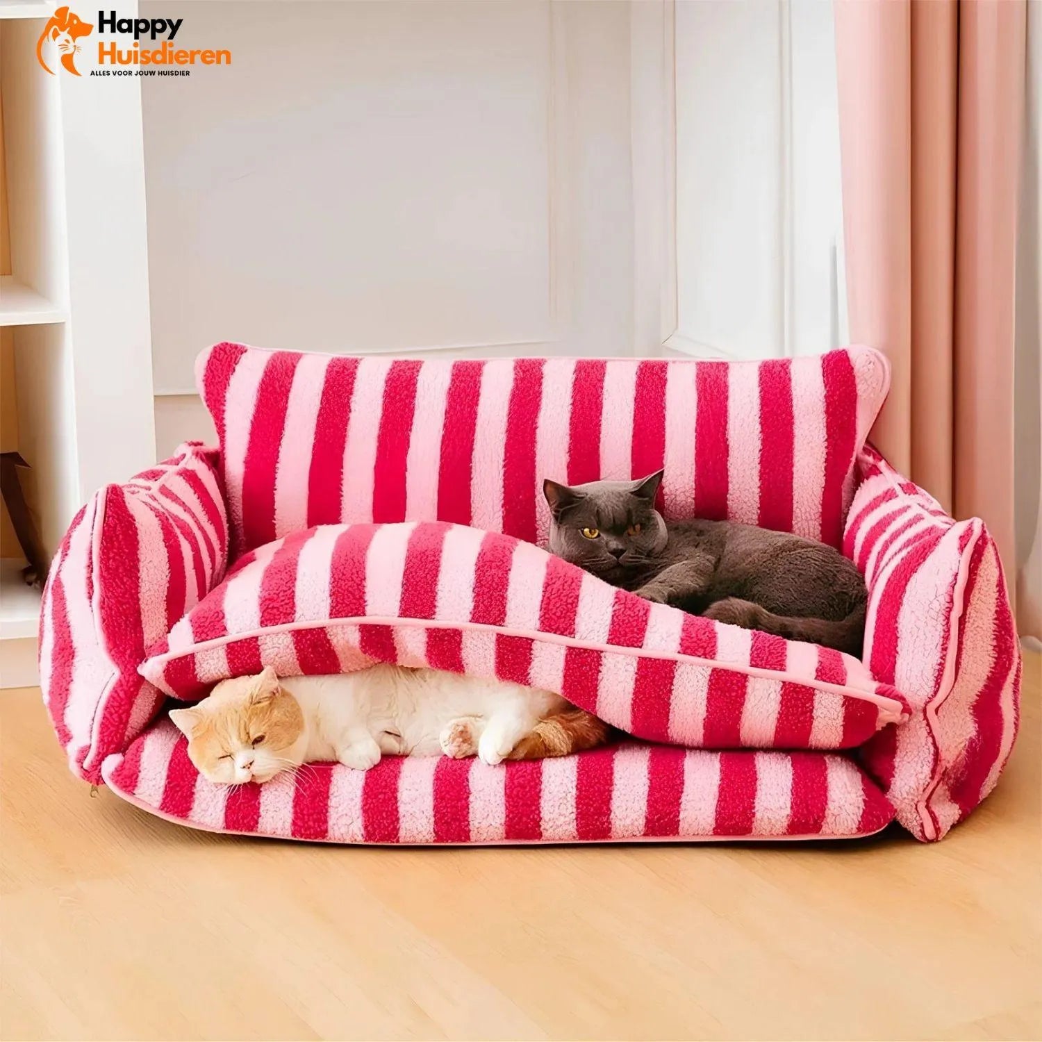 Purrfect Loungers | Trendy Gestreepte Huisdier Sofa van Schapenvacht
