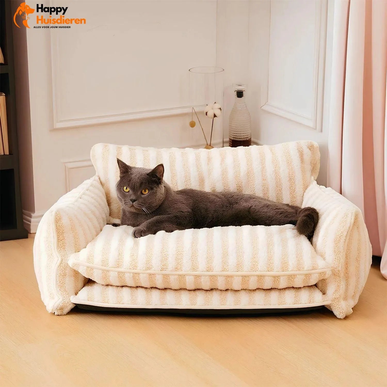 Purrfect Loungers | Trendy Gestreepte Huisdier Sofa van Schapenvacht