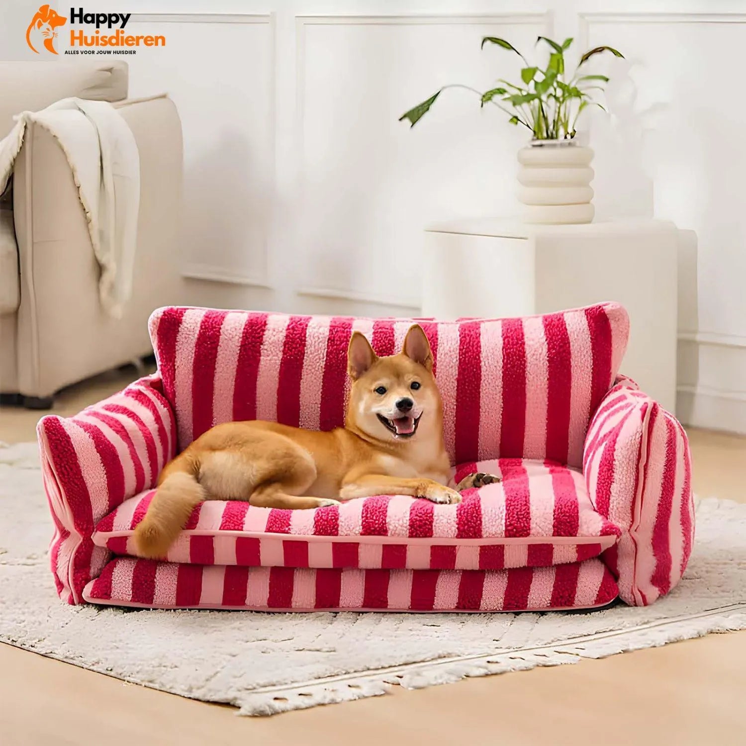 Purrfect Loungers | Trendy Gestreepte Huisdier Sofa van Schapenvacht