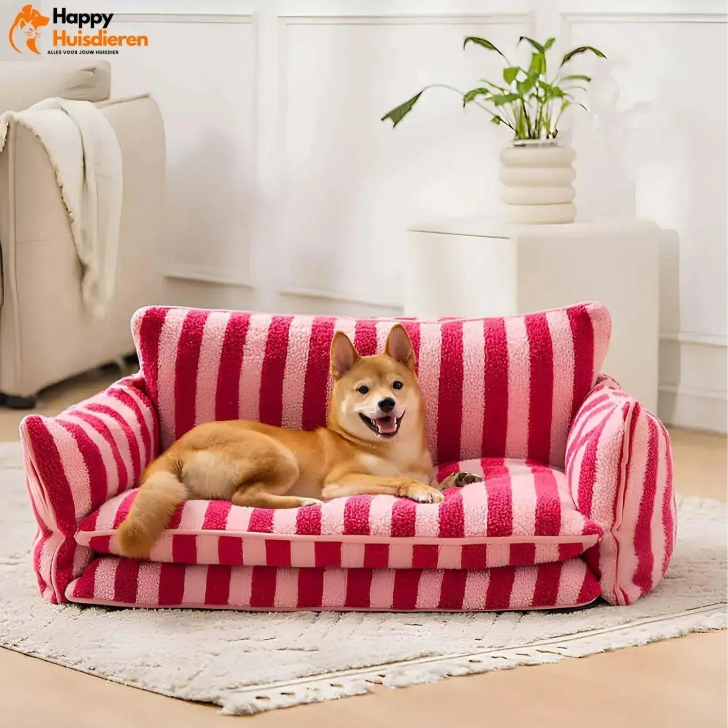 Purrfect Loungers | Trendy Gestreepte Huisdier Sofa van Schapenvacht