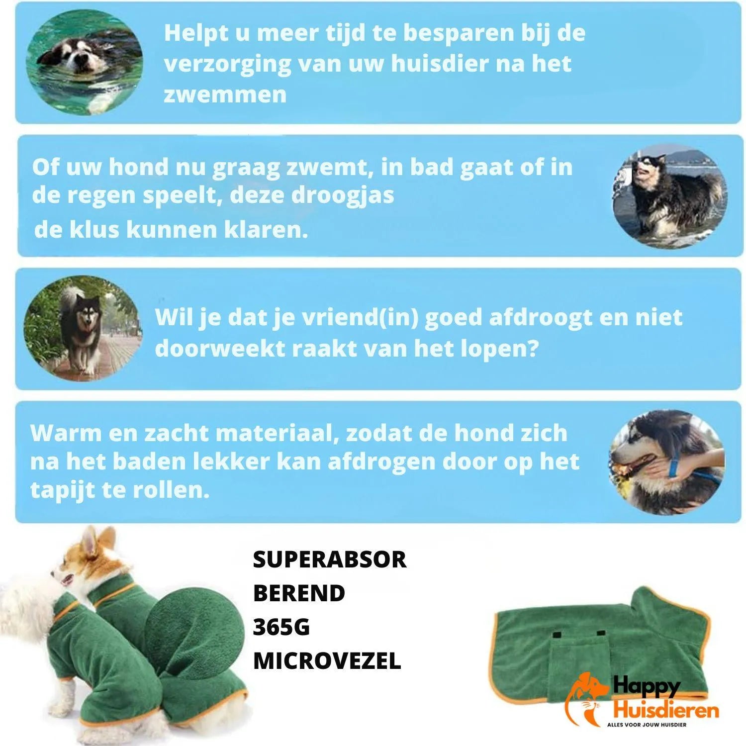 QuickDry | Sneldrogende Microvezel Hondenbadjas – Verstelbaar & Comfortabel