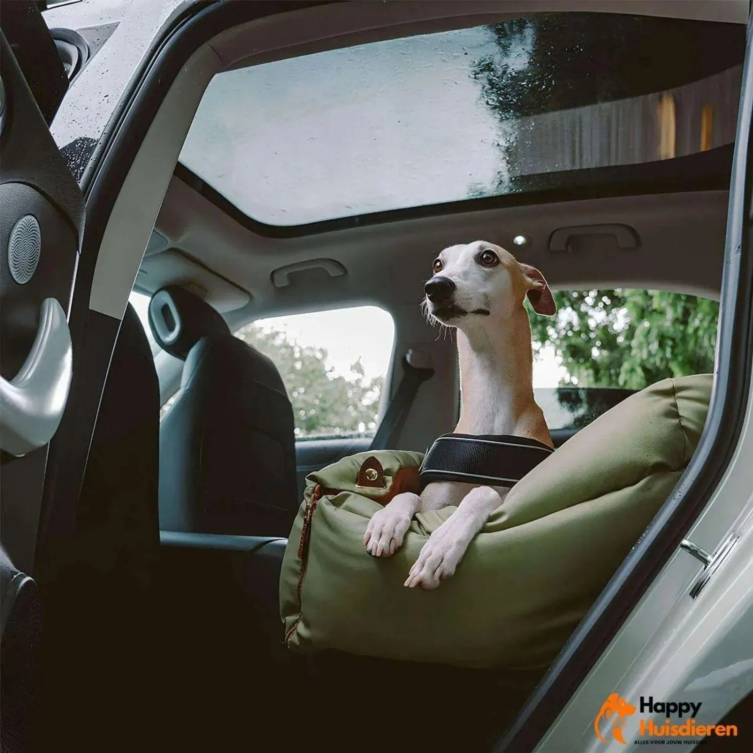 Reisgenoot voor huisdieren | Grote kunstleren autostoel voor honden met verhoogd zitcomfort