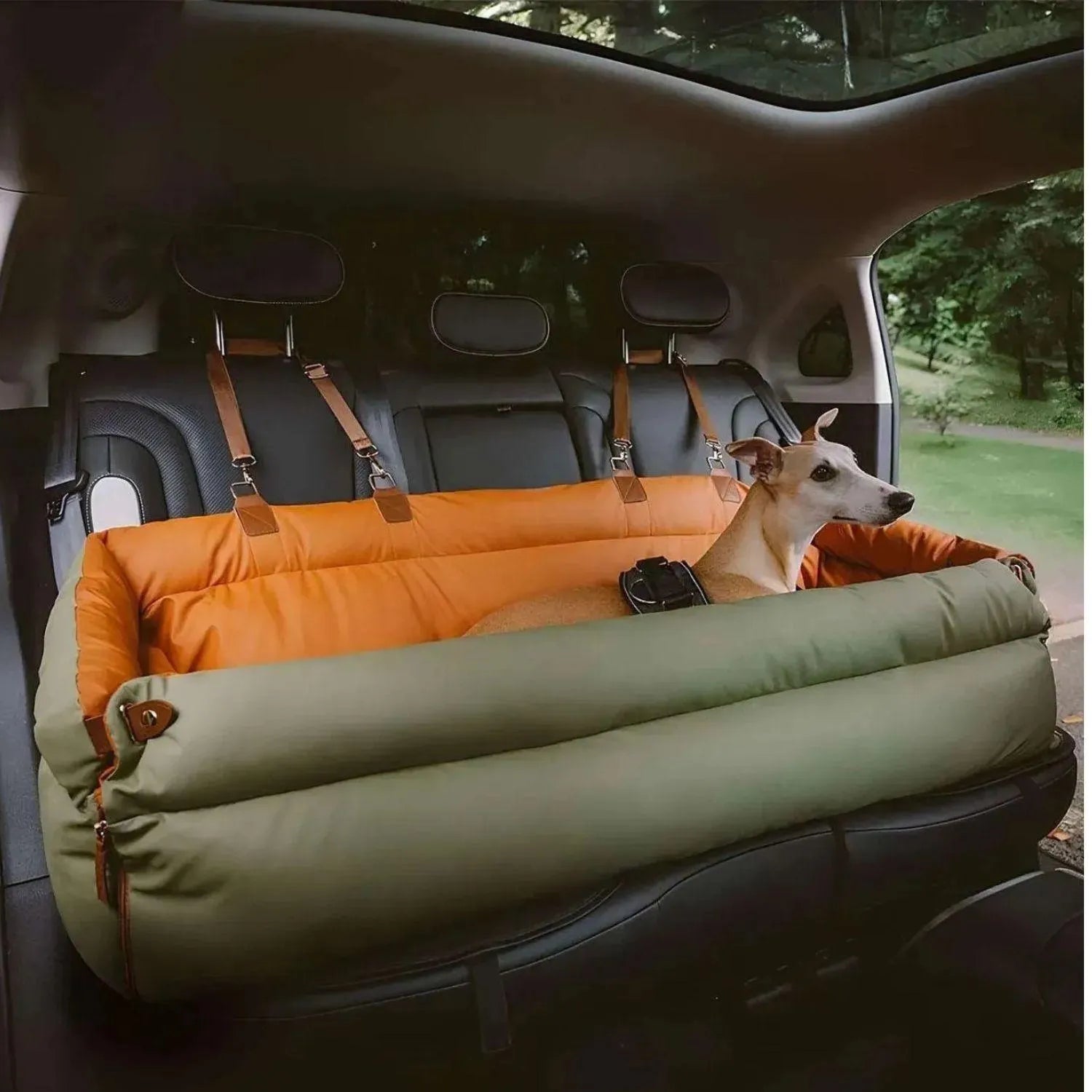 Reisgenoot voor huisdieren | Grote kunstleren autostoel voor honden met verhoogd zitcomfort