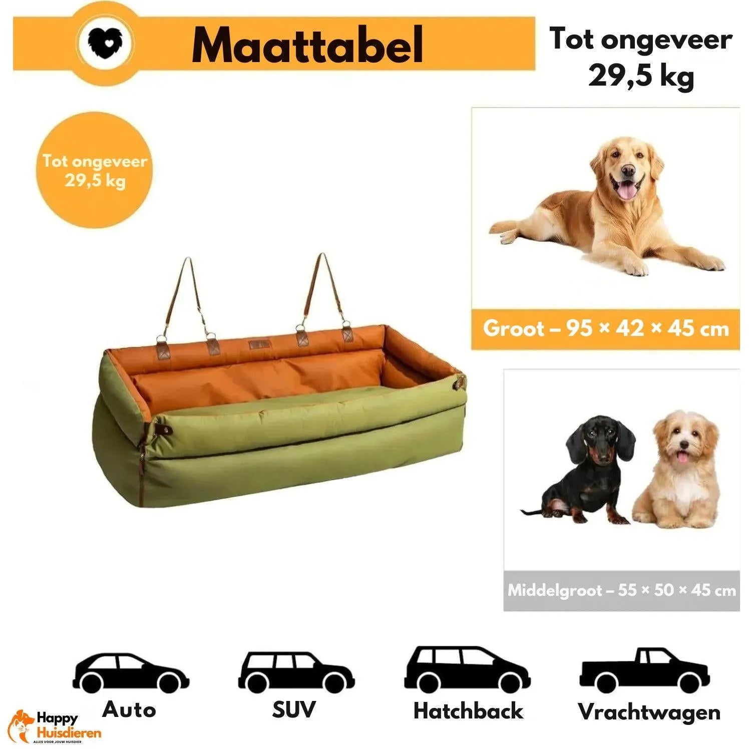 Reisgenoot voor huisdieren | Grote kunstleren autostoel voor honden met verhoogd zitcomfort