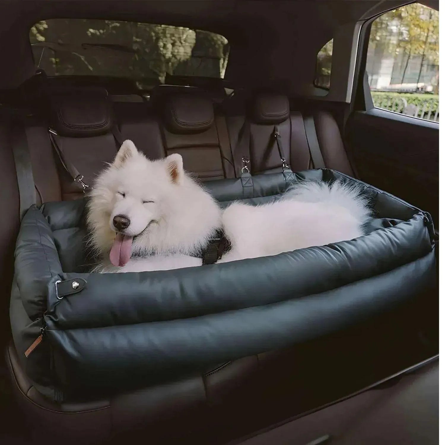 Reisgenoot voor huisdieren | Grote kunstleren autostoel voor honden met verhoogd zitcomfort