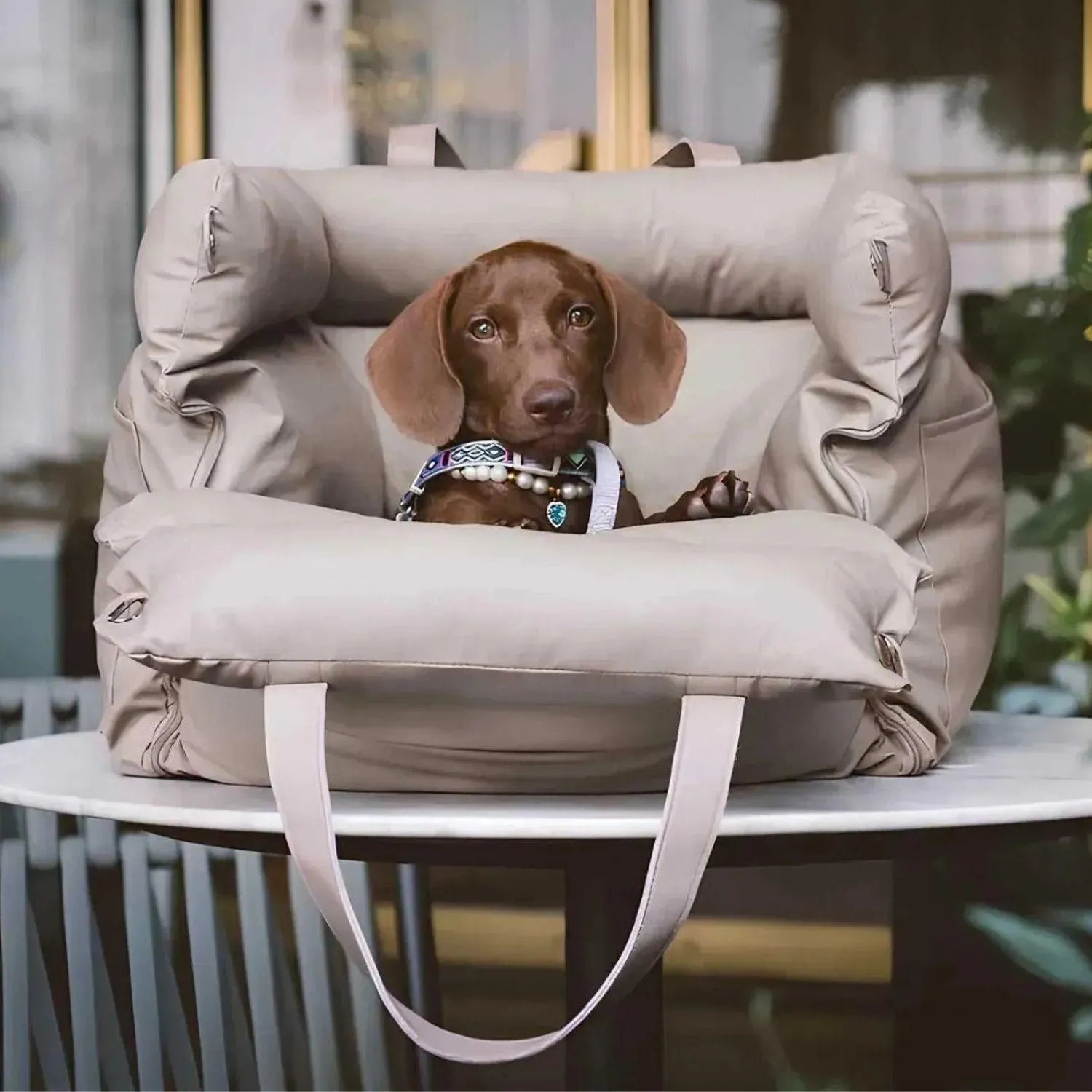 Reisgenoot voor huisdieren | Grote kunstleren autostoel voor honden met verhoogd zitcomfort