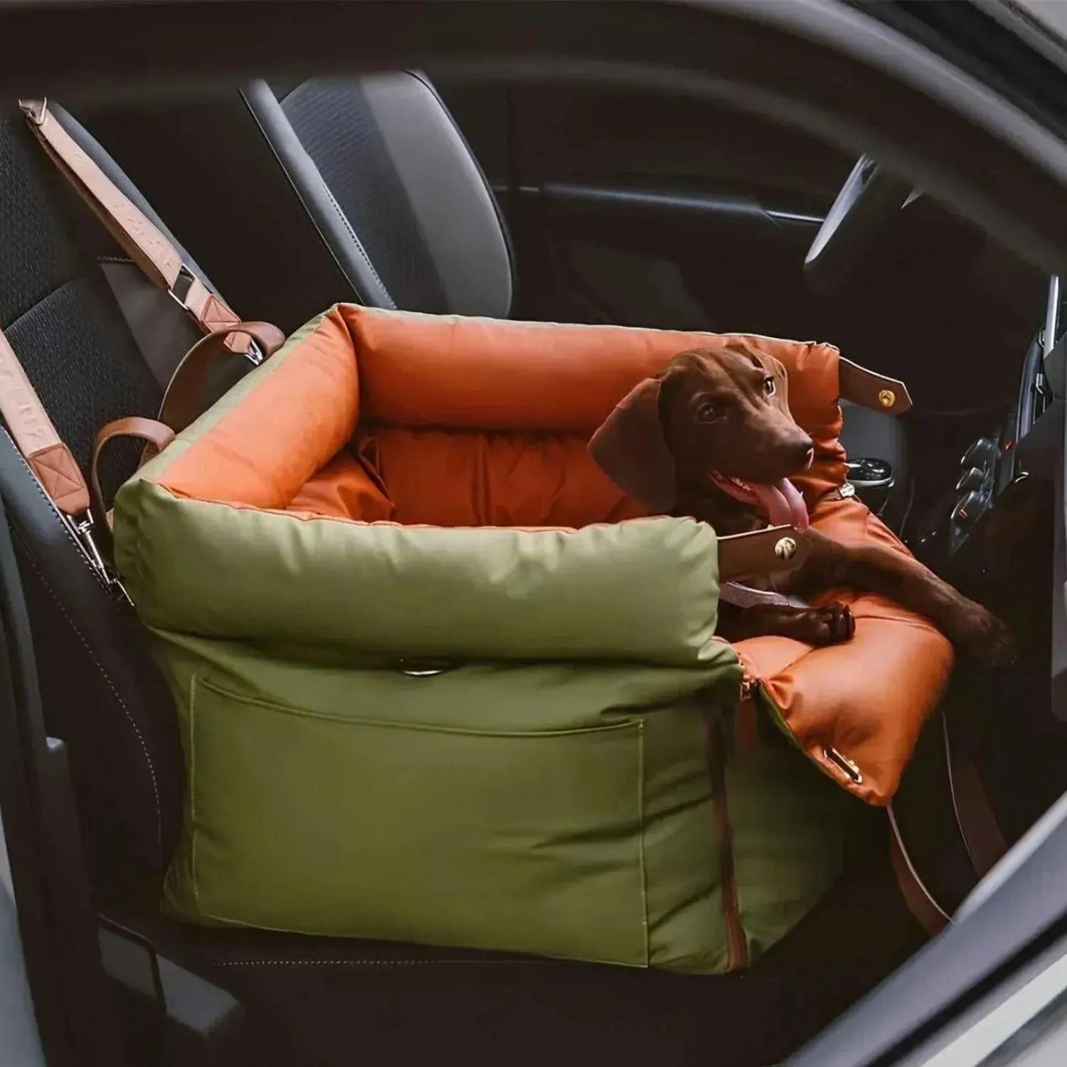 Reisgenoot voor huisdieren | Grote kunstleren autostoel voor honden met verhoogd zitcomfort