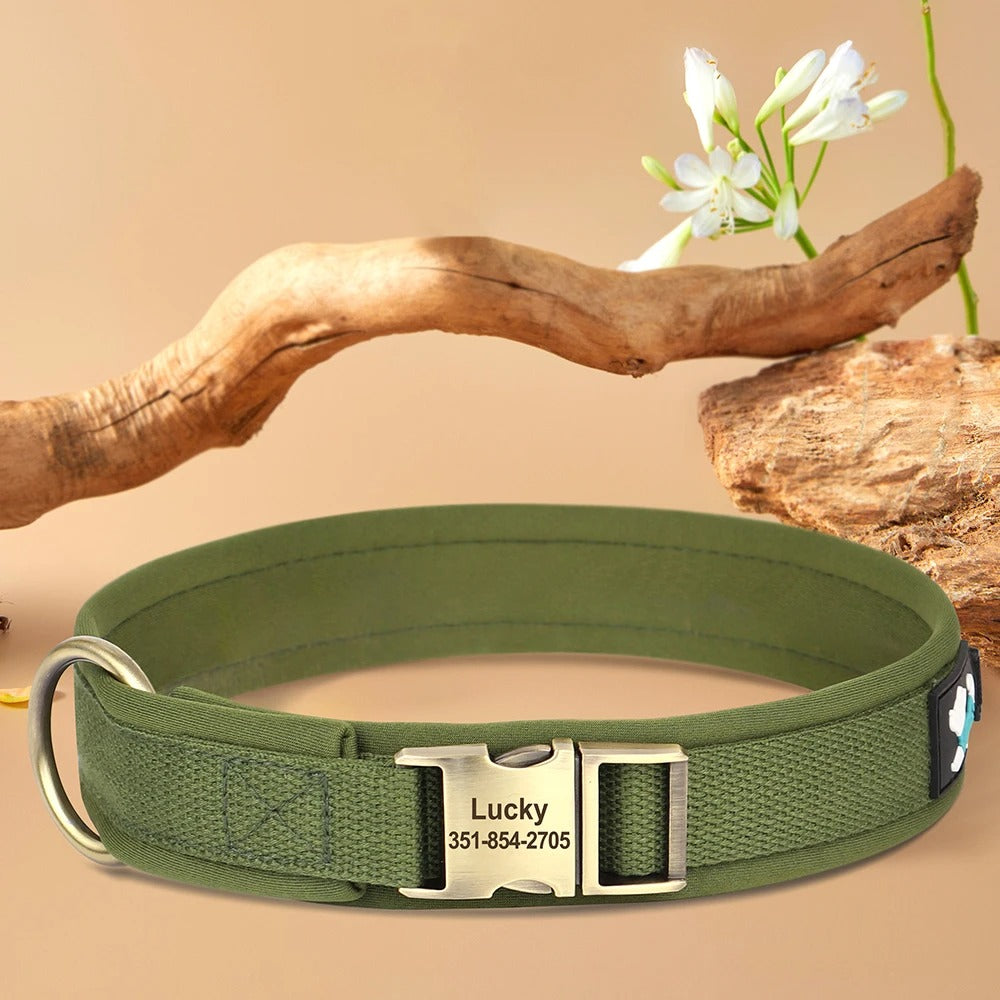 SafeID Nylon Halsband | Gepersonaliseerde Hondenhalsband met Naam en Telefoonnummer