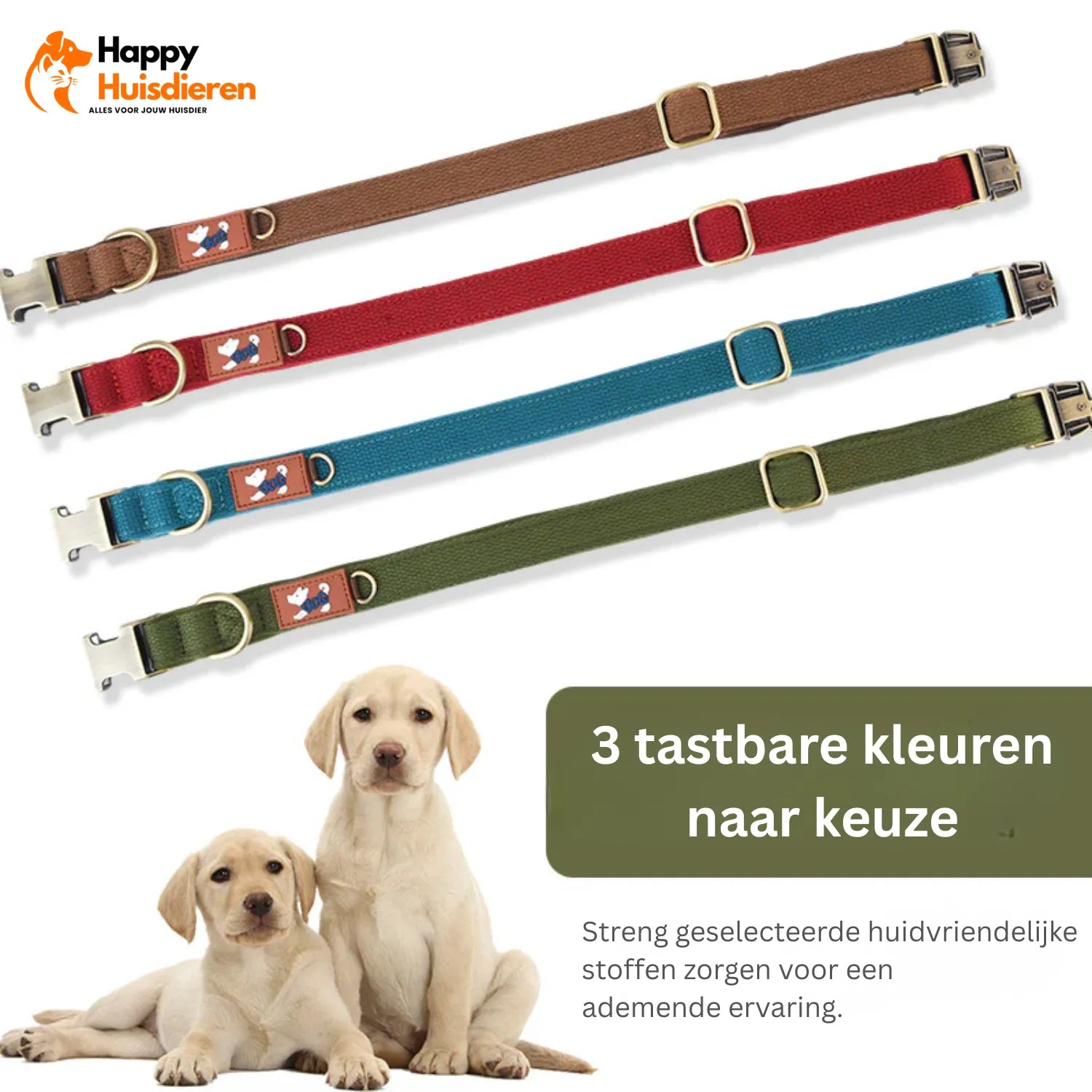 SafeID Nylon Halsband | Gepersonaliseerde Hondenhalsband met Naam en Telefoonnummer