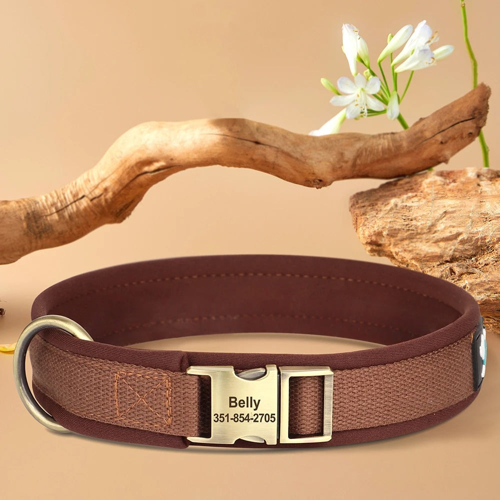 SafeID Nylon Halsband | Gepersonaliseerde Hondenhalsband met Naam en Telefoonnummer