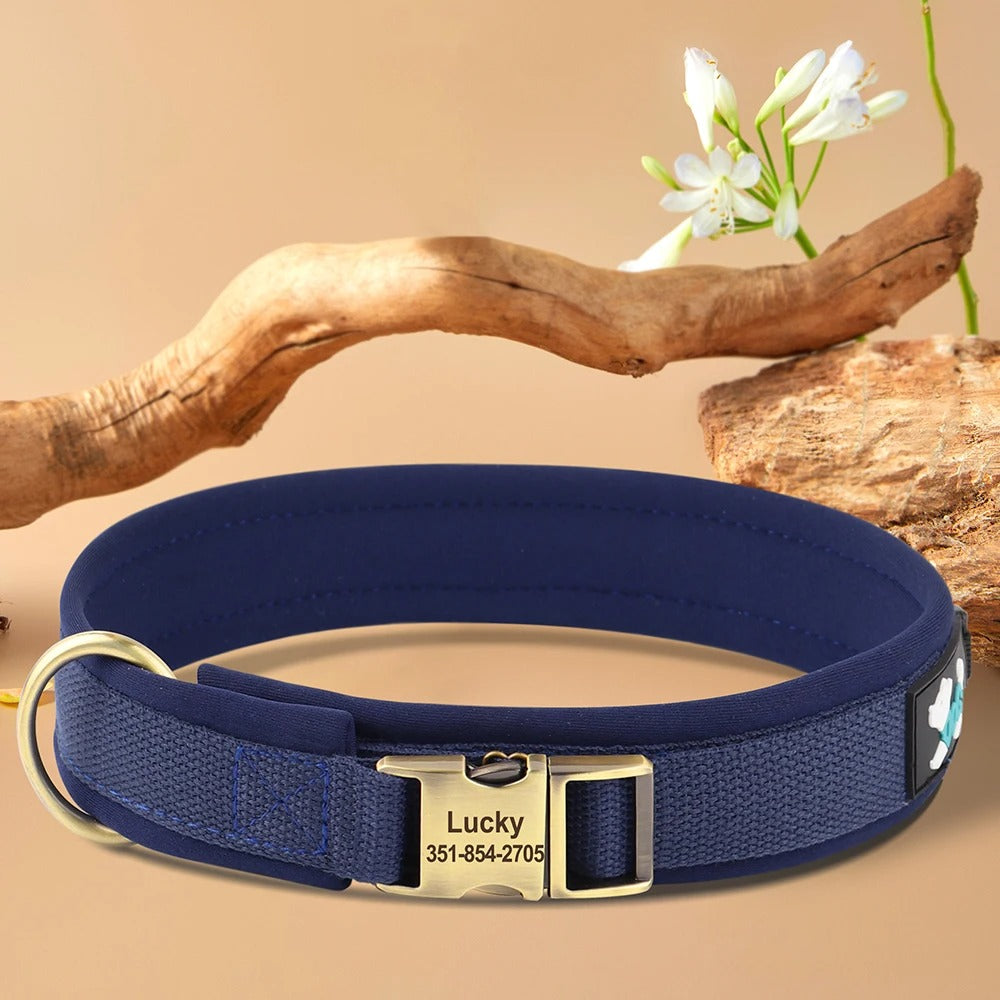 SafeID Nylon Halsband | Gepersonaliseerde Hondenhalsband met Naam en Telefoonnummer