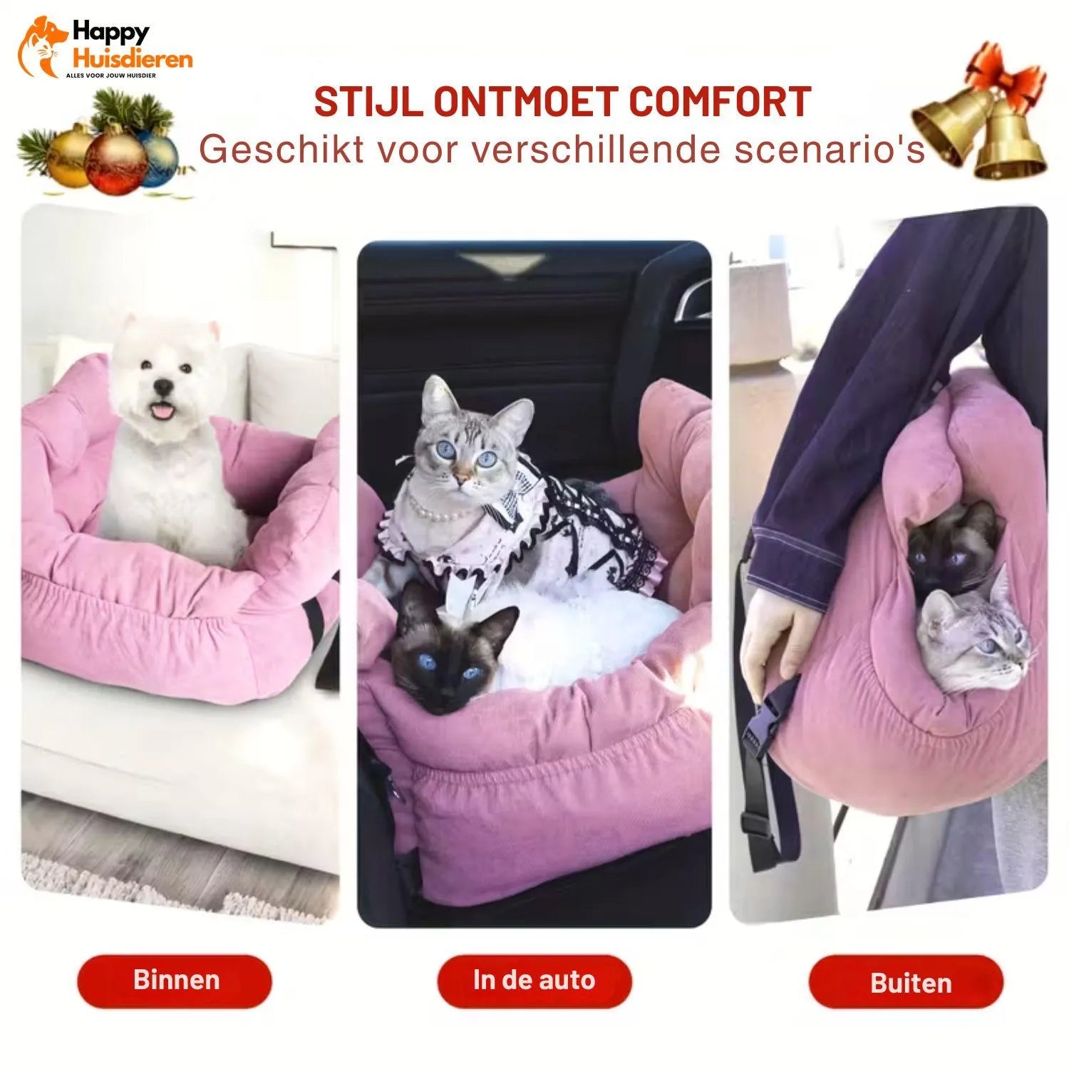 SafeSeat Bed | Autostoel voor honden met gordelbevestiging & wasbare hoes