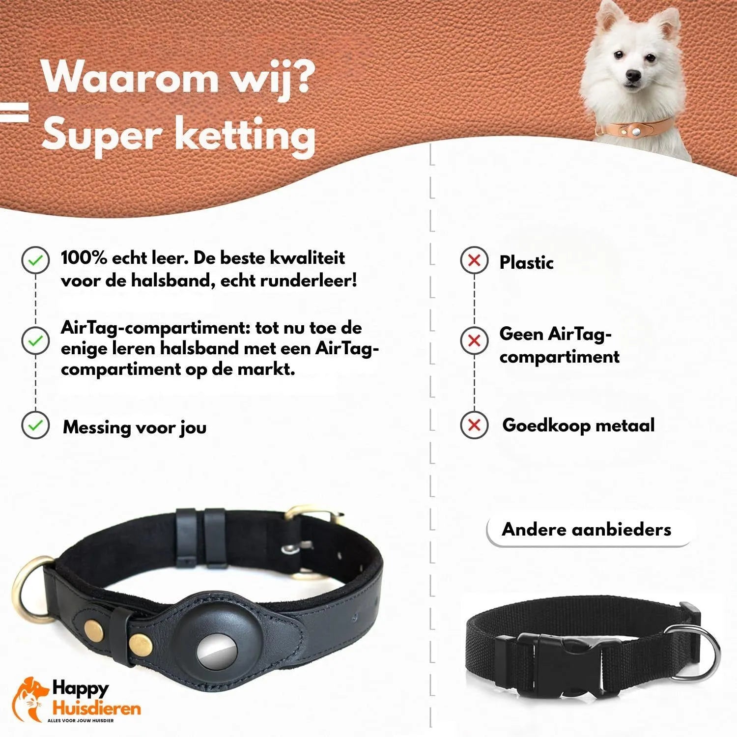 SafeTrack Collar | AirTag hondenhalsband met zachte voering & veilige houder